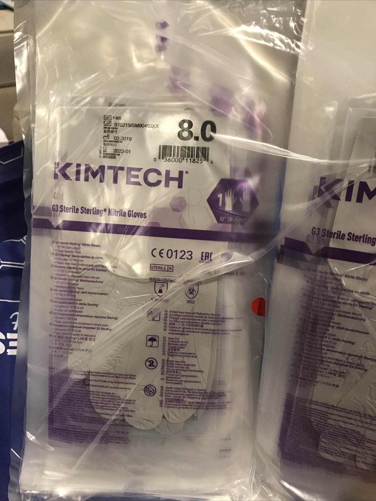 10 Pairs KIMTECH Pure G3 12” Sterile Sterling Nitrile Gloves Size 8 #11825