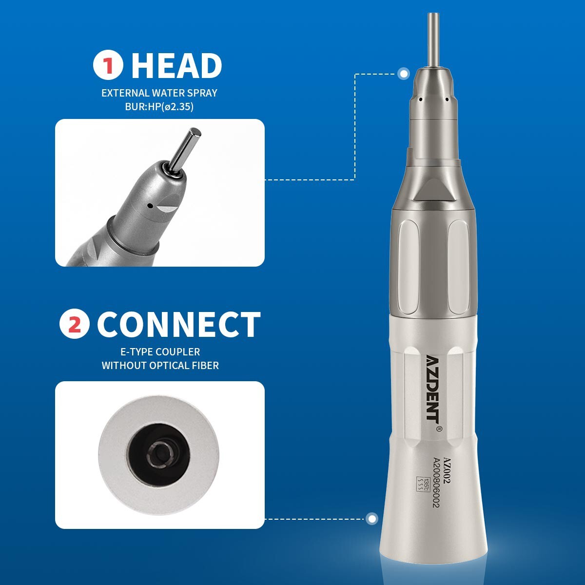 3Pcs Dental Slow Low Speed Straight Handpiece Nose Cone E-type HP USPS
