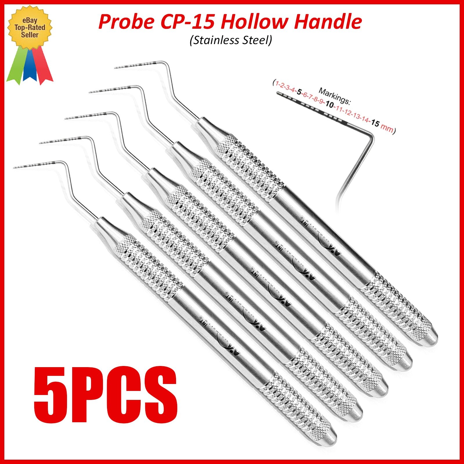 Periodontal Probe CP15 Single Ended Color Coded Marking Dental Instruments 5Pcs