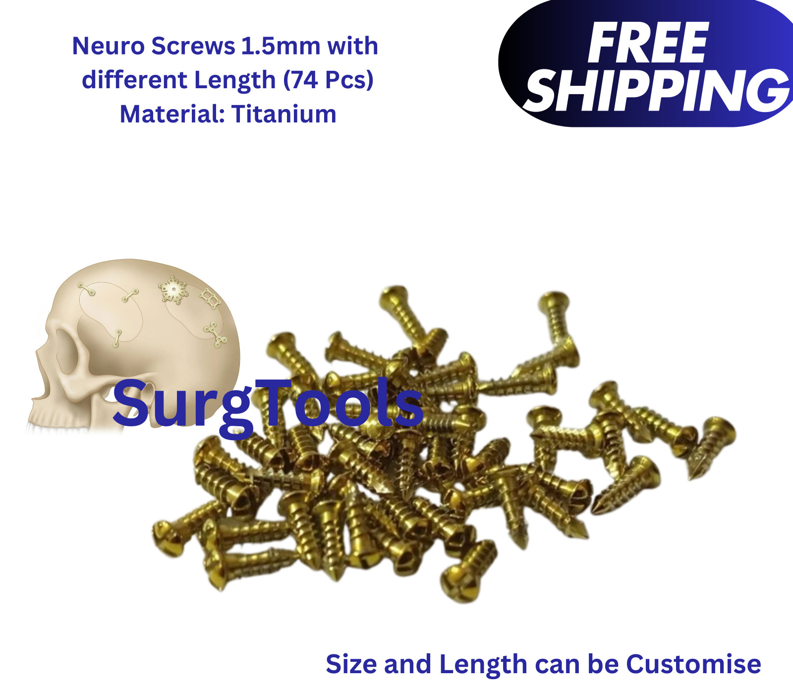 1.5mm Maxillofacial Screws 74 Pcs Titanium