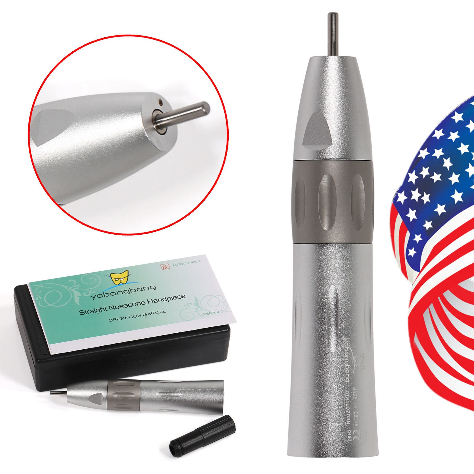Inner Water Spray Straight Nosecone Low Speed Handpiece fit NSK Motor Dental