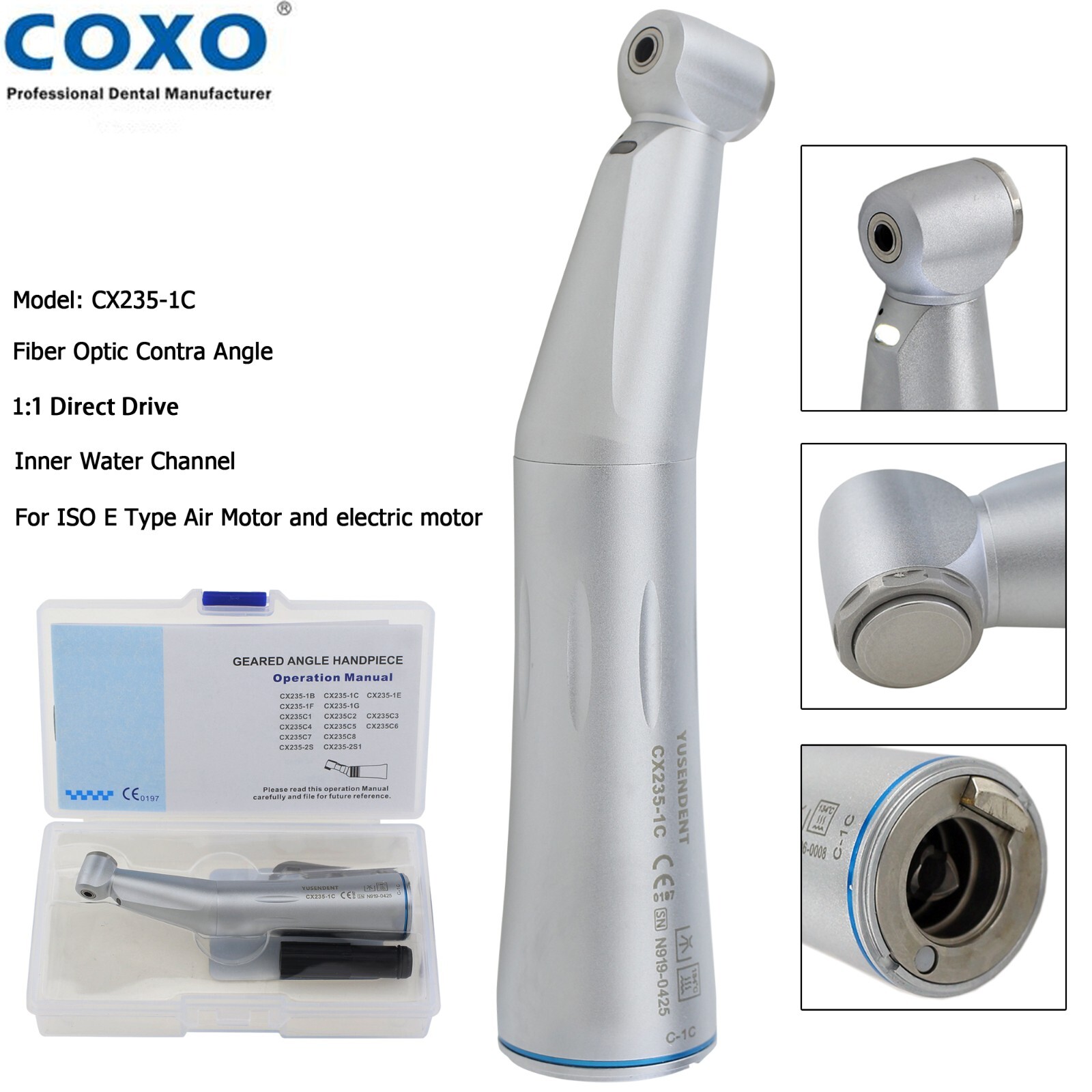 COXO Dental Electric Motor LED 1:5 Contra Angle 6:1 Endo Handpiece C PUMA Master