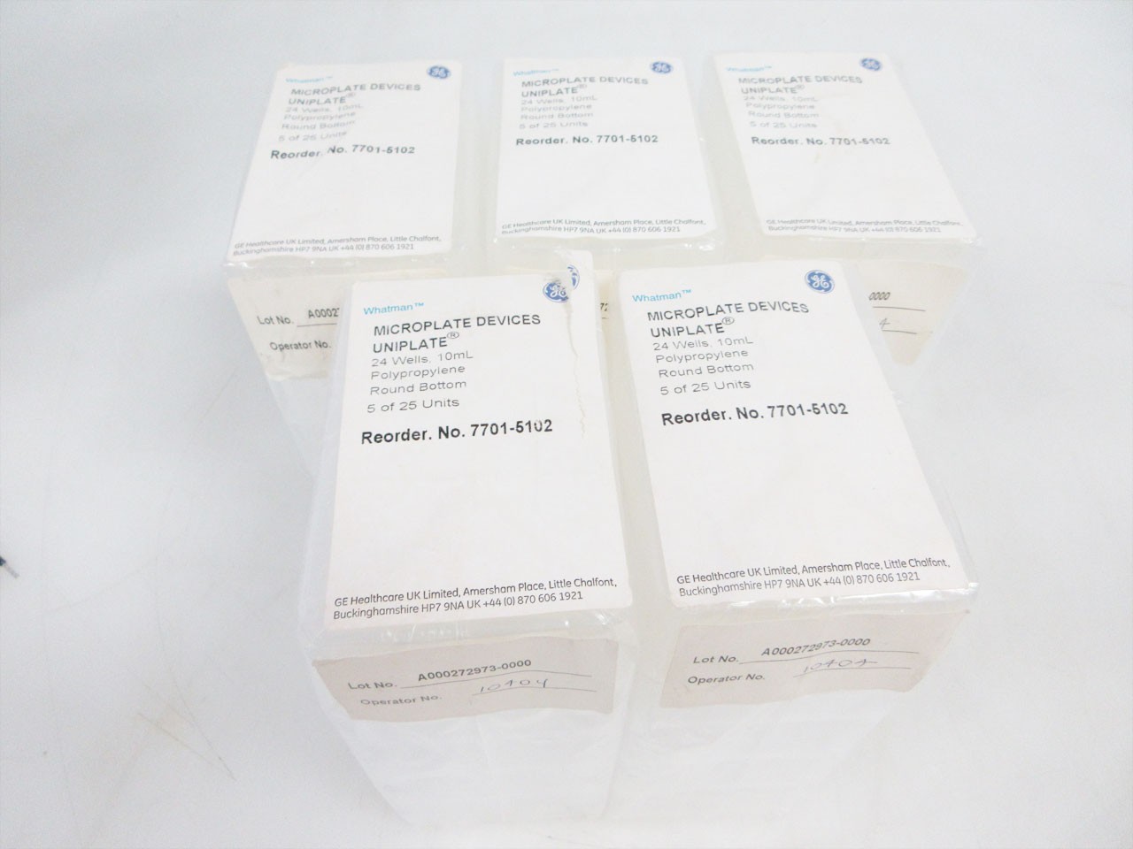 LOT 25 UNITS GE WHATMAN 7701-5102 MICROPLATE UNIPLATE 24 WELLS 10 mL CYTIVA
