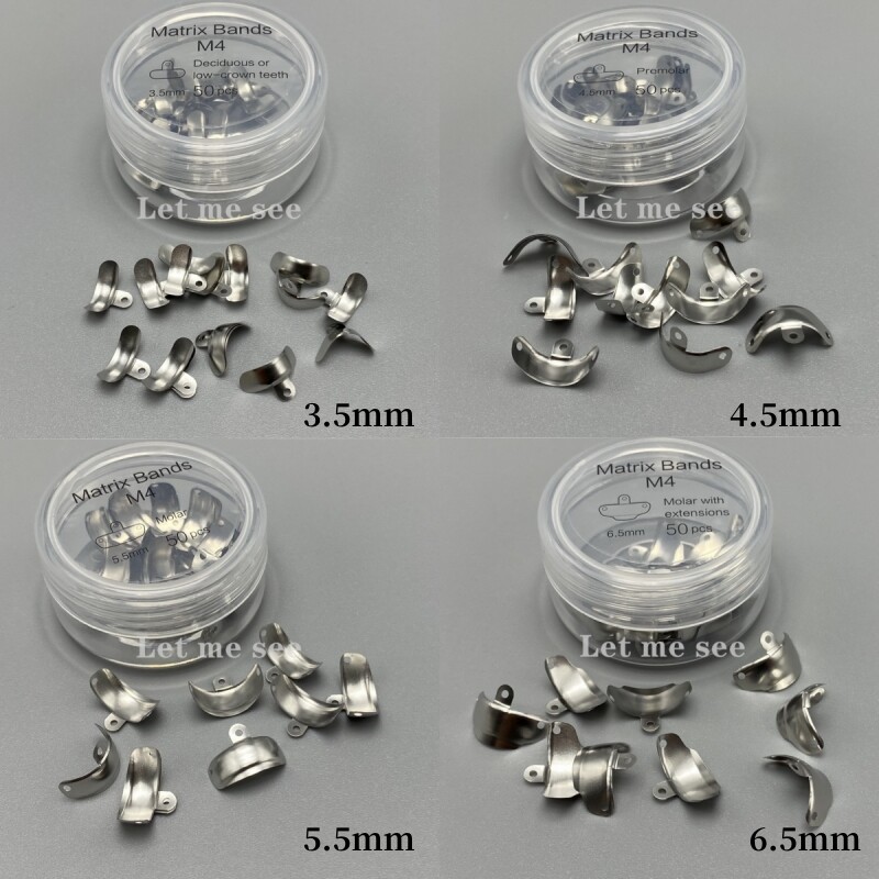 50pcs/Box Dental Sectional Matrix System Matrix Bands M4 Contoured Metal Matrice
