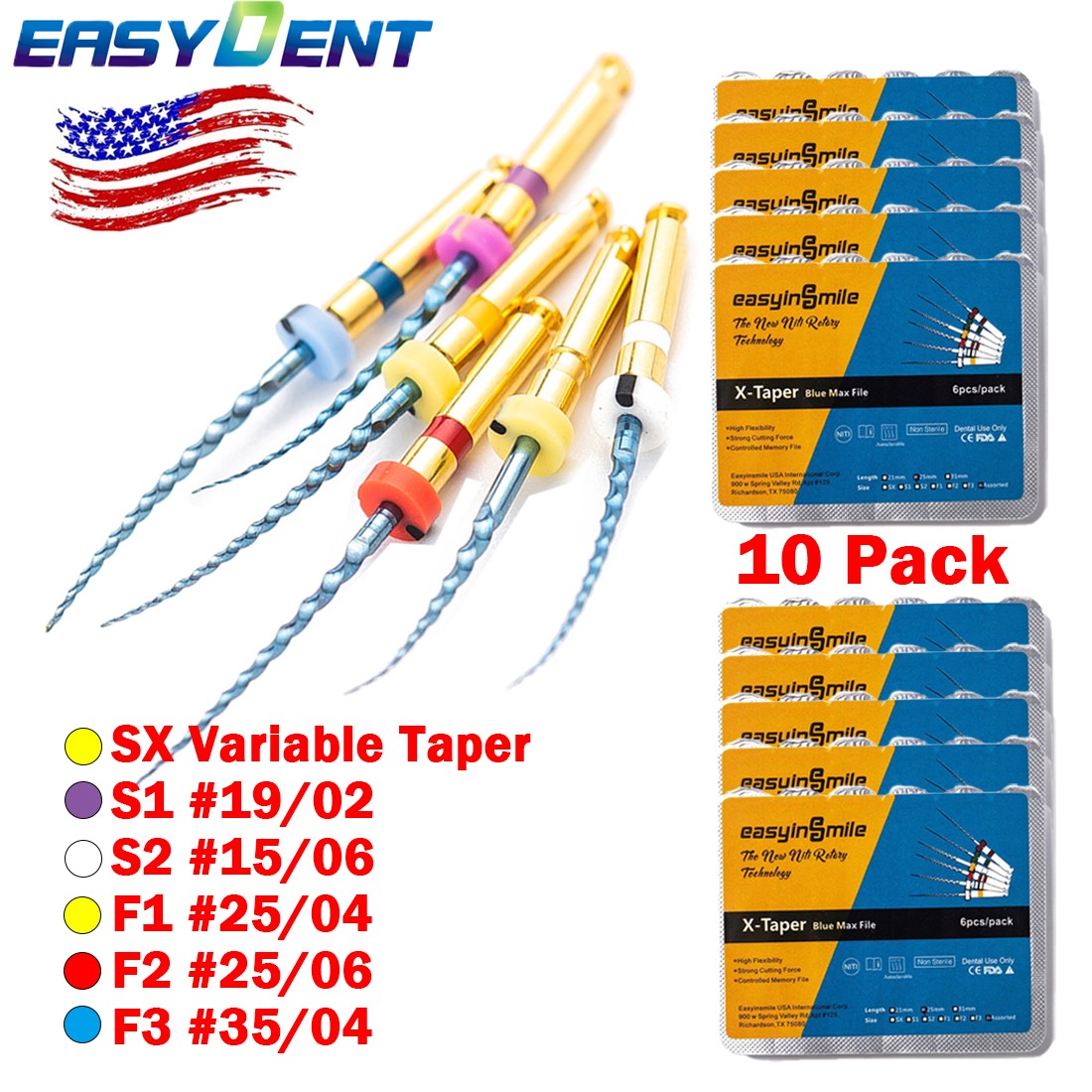 Dental Endodontic Endo Rotary Files Pro X3 Taper Engine Tip Niti Root canal File