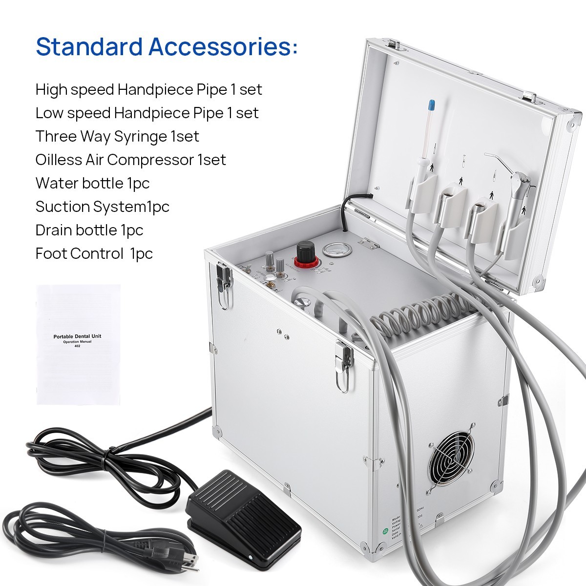 Portable Dental Delivery Unit Air Compressor Suction 4 Hole Mobile Treatment Box