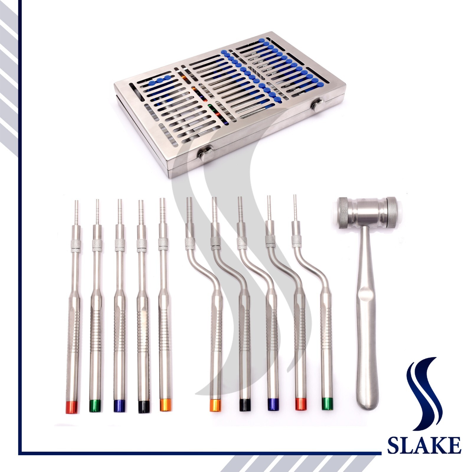 10Pcs Osteotome Set Straight + Curved Concave Bone Spreading Preparation