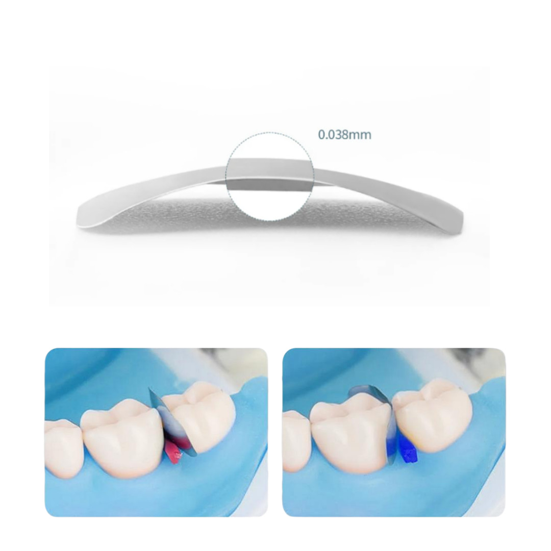 50Pcs/Box Dental Metal Matrices Sectional Contoured Matrix Refill Forming Sheets