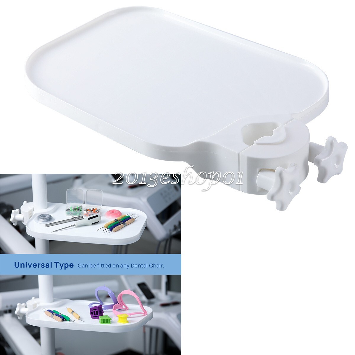 Universal Plastic Post Mounted Shelf Square Tray Adjustable for Dental Chair