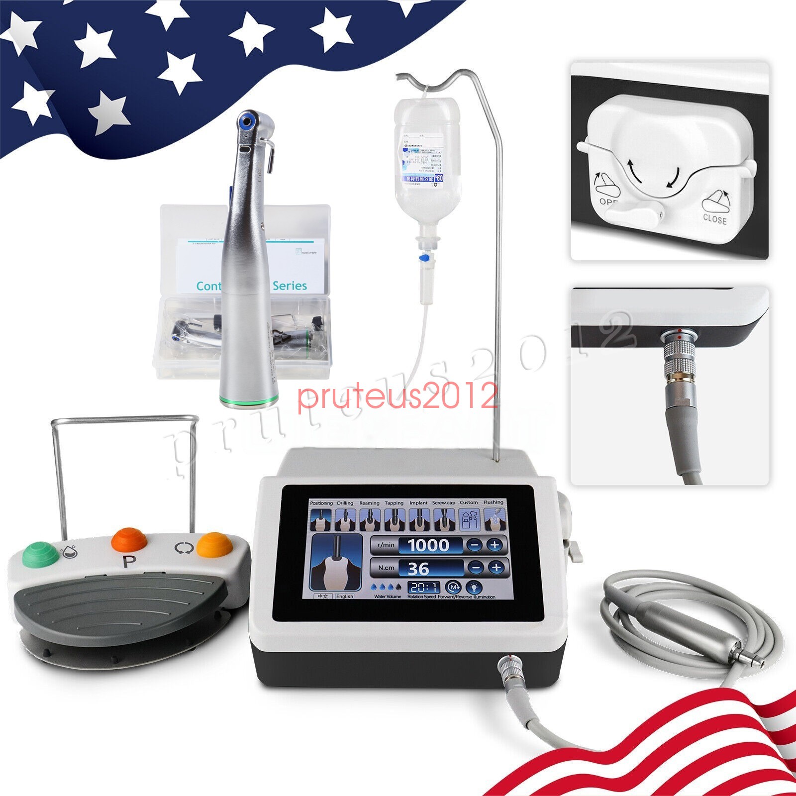 Dental Surgical Implant Motor System Touch Screen 20:1 LED Contra Angle Yabang