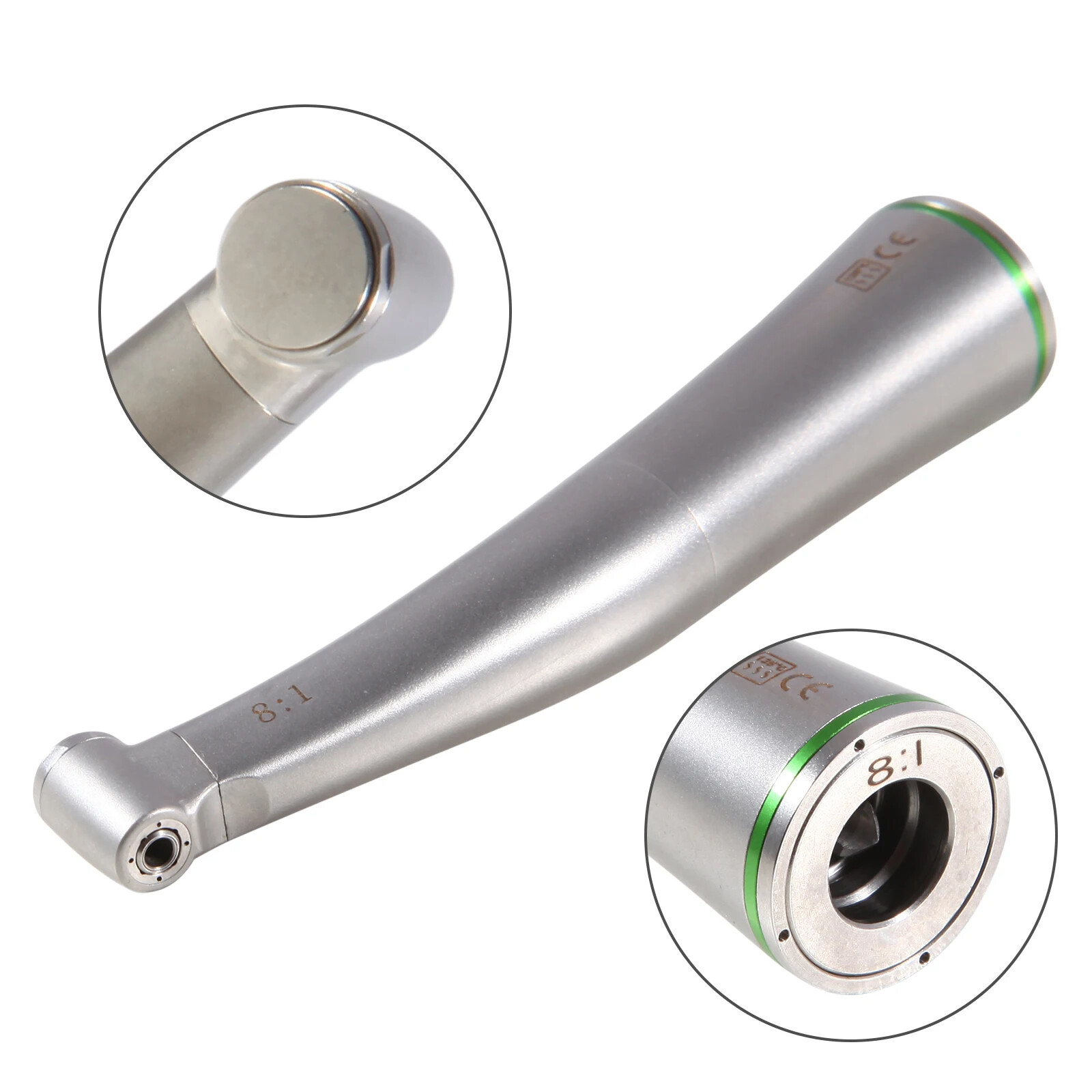 Dental 8:1 Green Endo Contra Angle Handpiece Mini Head Quattro Spray for Prophy