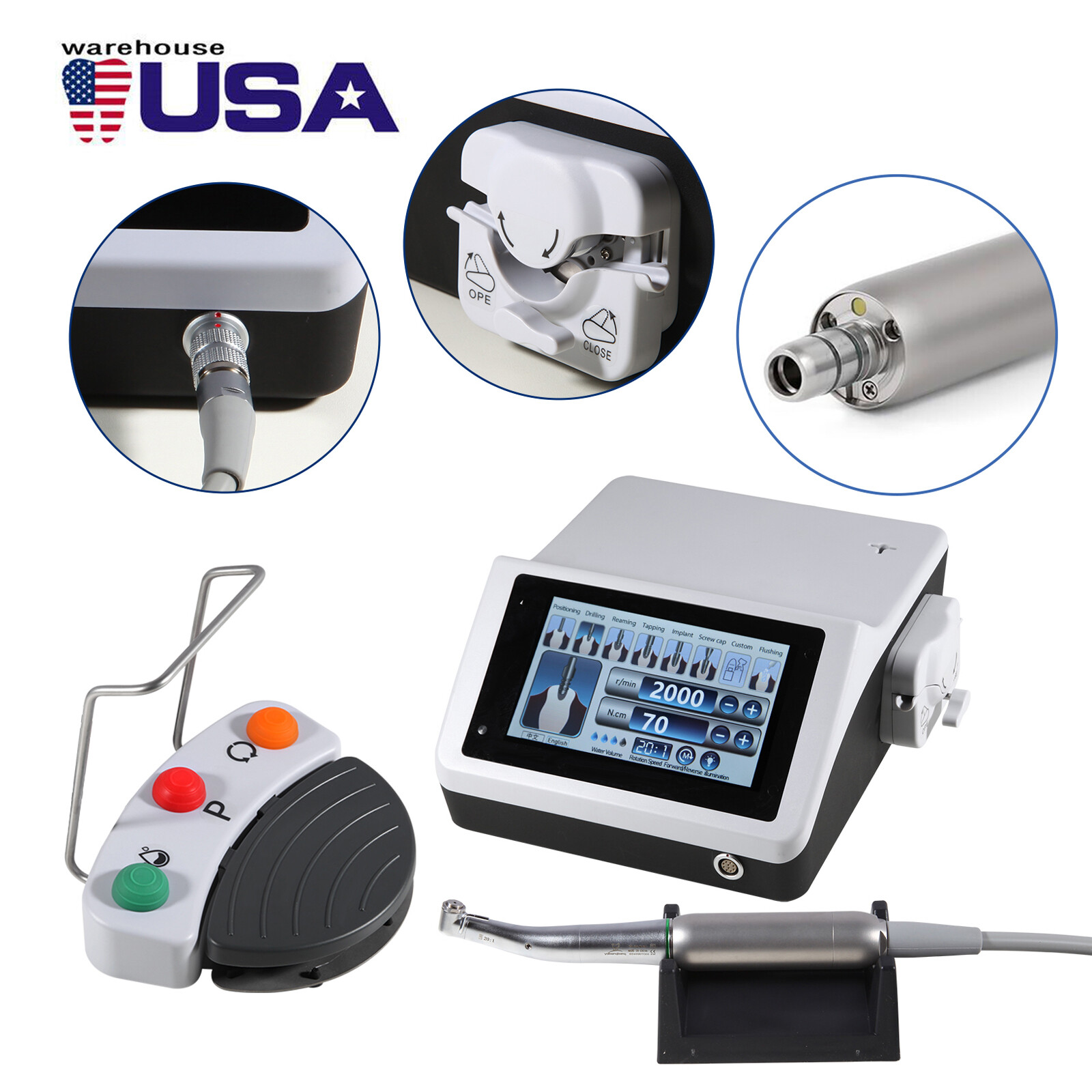 YBB Dental Surgical Implant Motor System Brushless Motor 20:1 LED Contra Angle Y