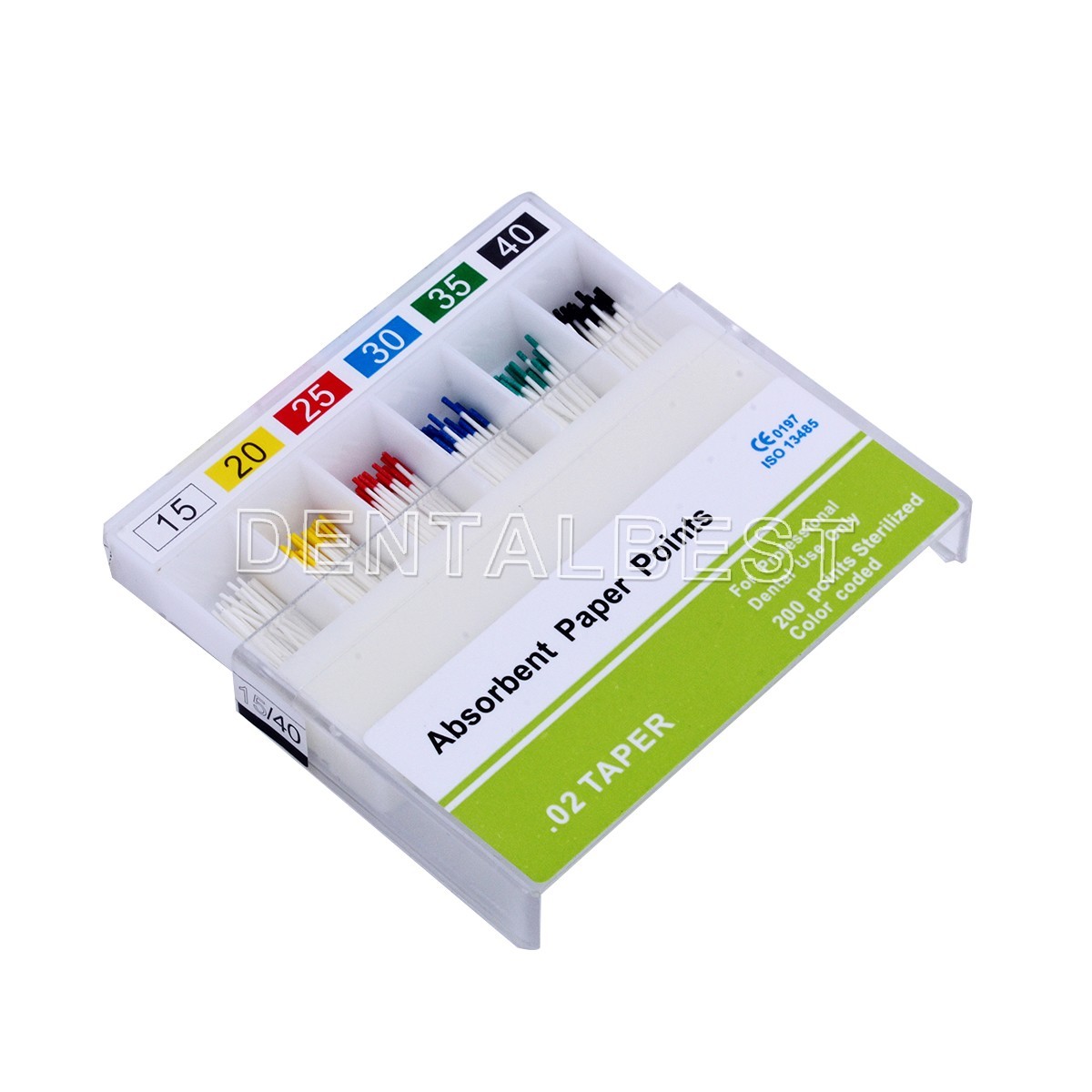 10X Punta papel absorbente de raíz de endodoncia dental Punta 0.04 Taper 15-40 #