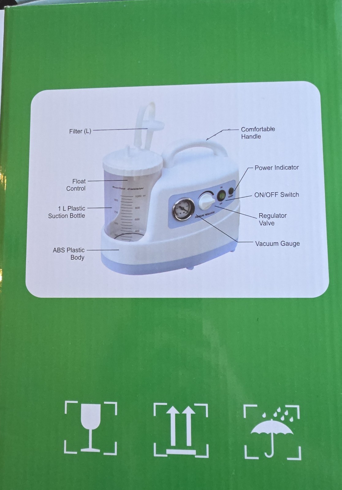 Portable Phlegm Suction Unit – ≥ 17L / min – HG-HJYJ-5263-US-1 –