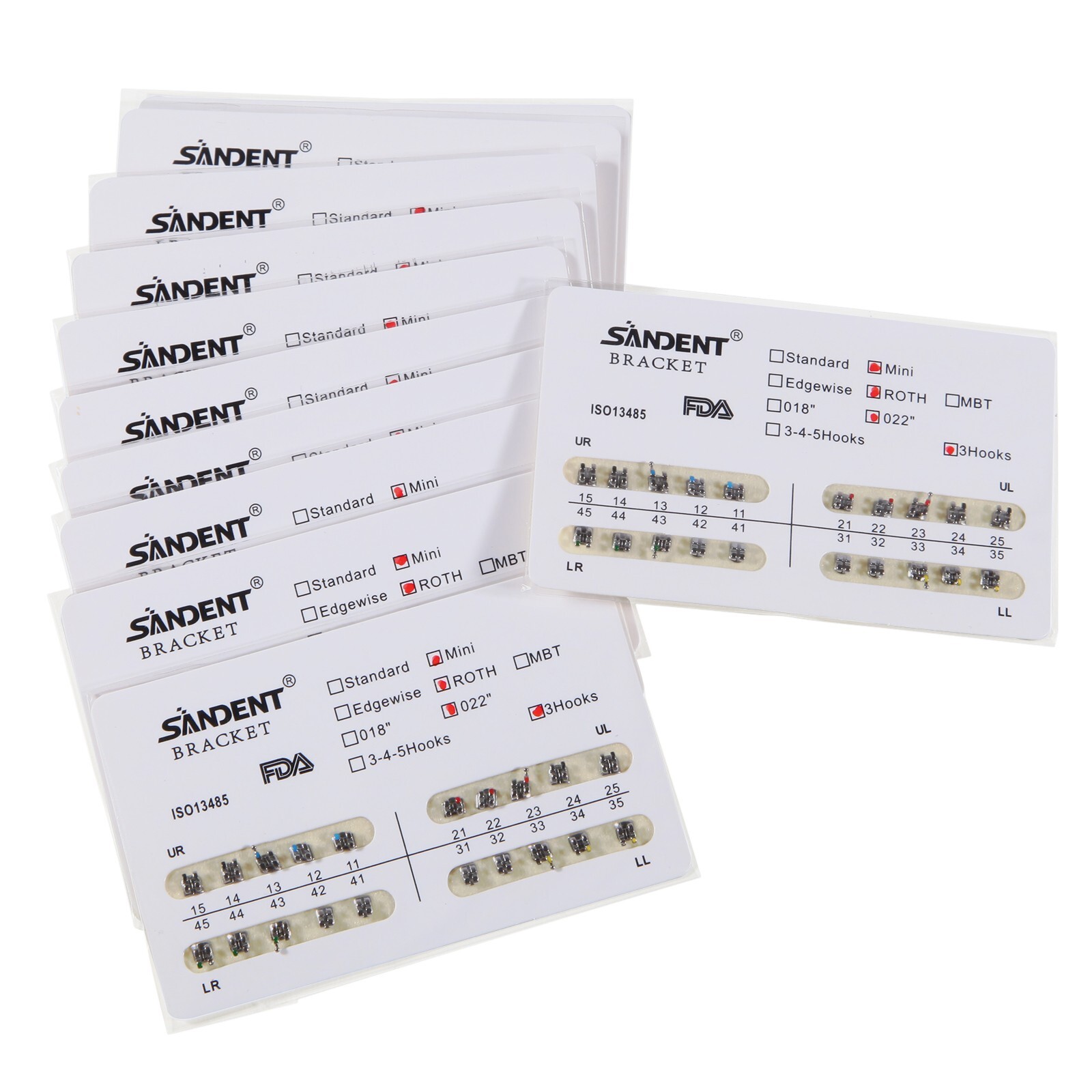 10 Packs SANDENT Dental Orthodontics Brackets Braces Mini Roth 022″Slot 3 Hooks