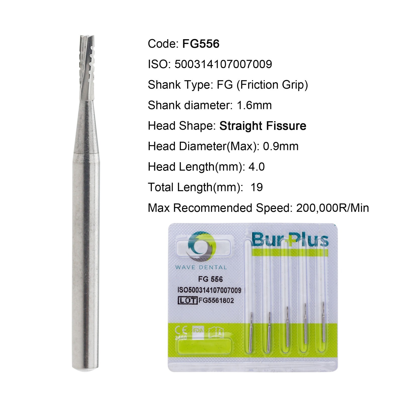 Wave Dental Carbide Burs 25mm Surgical FG SURG 557 557L Friction Grip FG 19mm