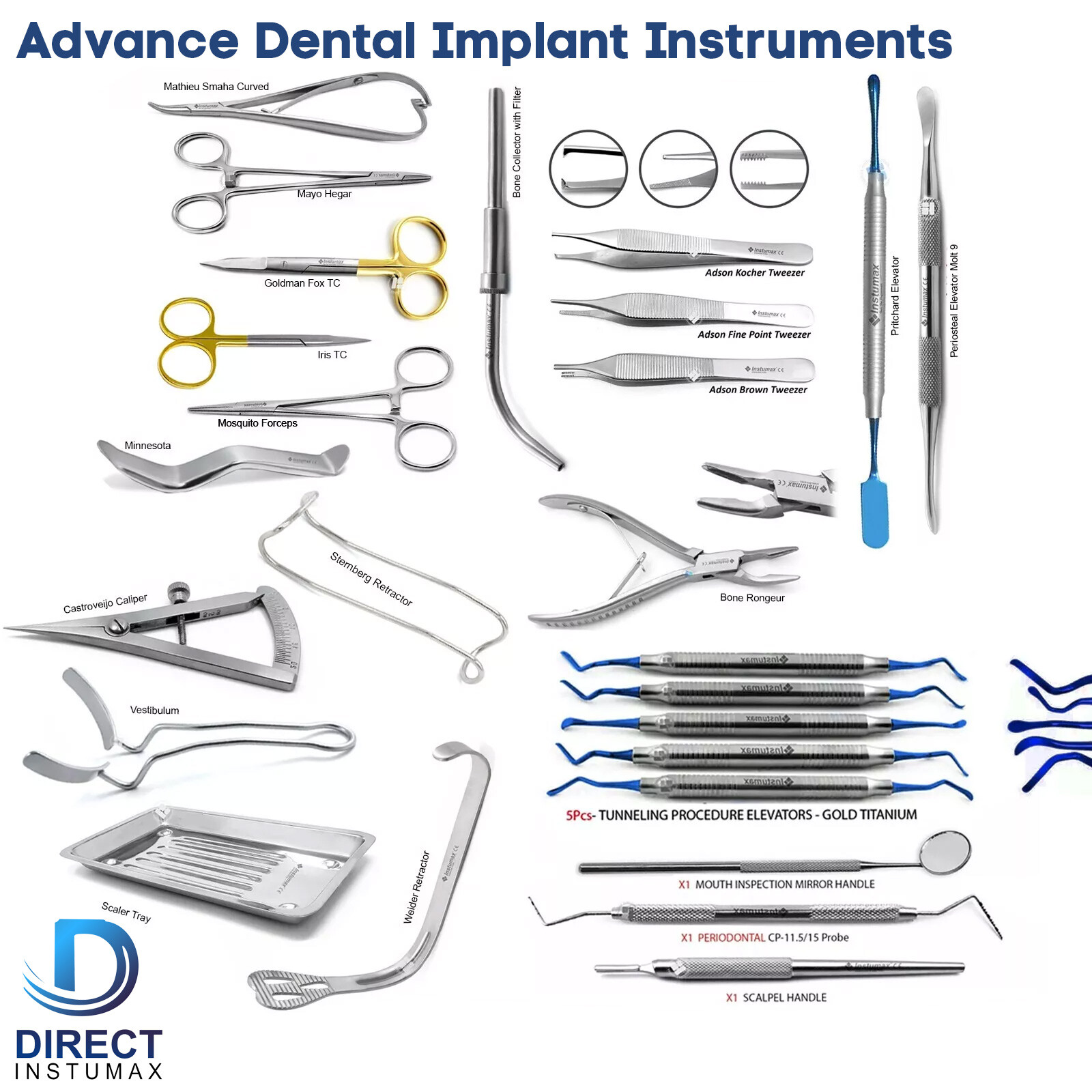 Advance Dental Periodontal Sinus Lift Surgical Implant Instruments Setup