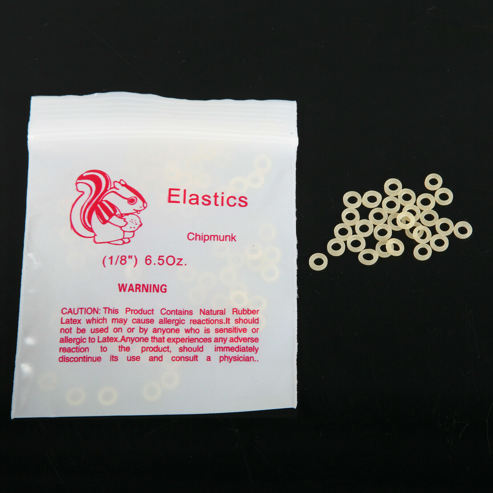 100 pcs/1 bag Dental Orthodontic Rubber Bands Elastics Latex Braces 6.5 OZ,1/8″