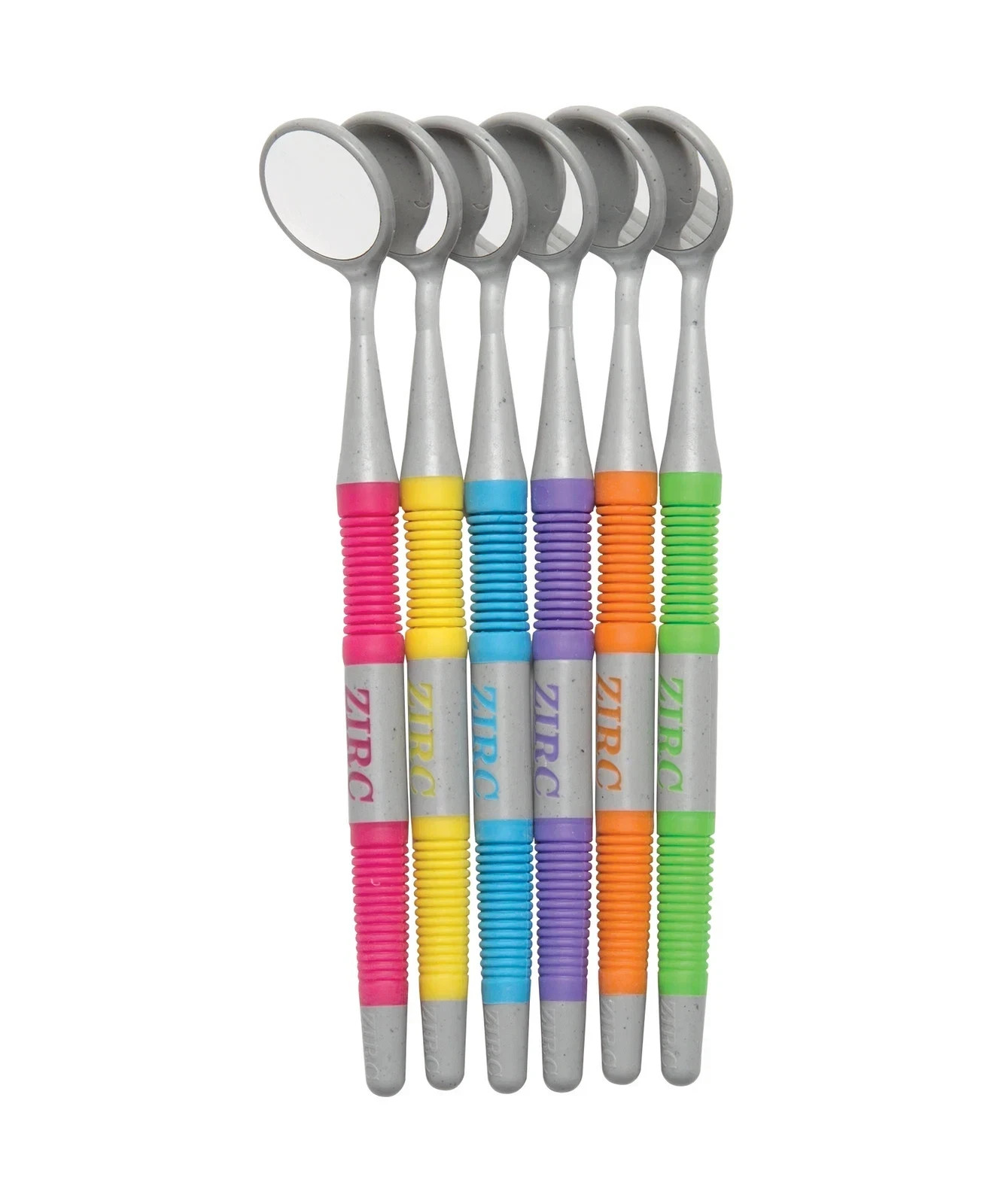 Zirc Assorted Soft Grip Mirrors Vibrant pack of 12 Dental Material