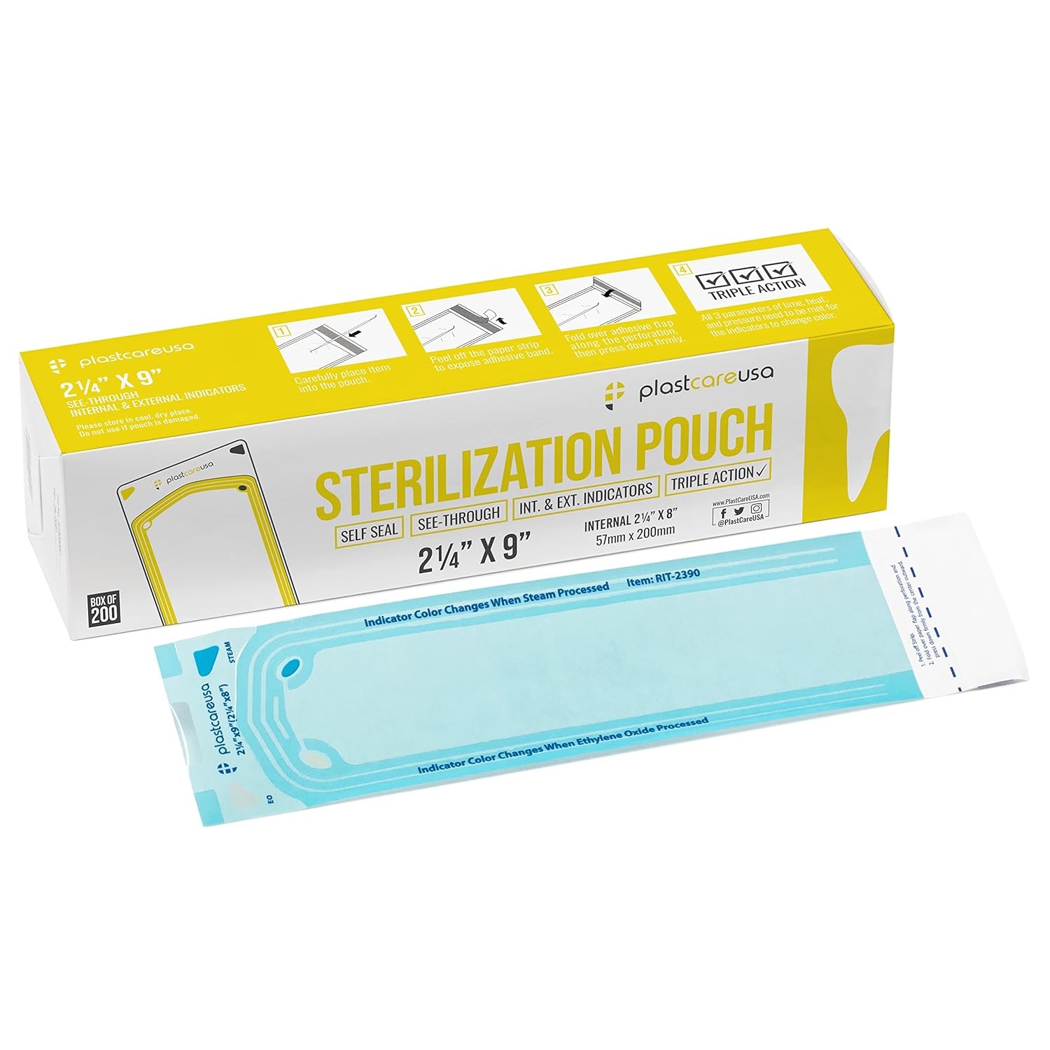 Sterilization Pouches Autoclave Bags 200 2.25 x 9 Medical Pouches Supplies