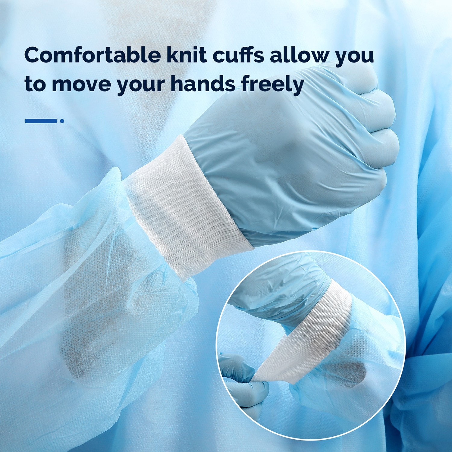 Disposable Isolation Gowns Unisex Knitted Cuffs PP Elastic Wrists 10pcs/pack