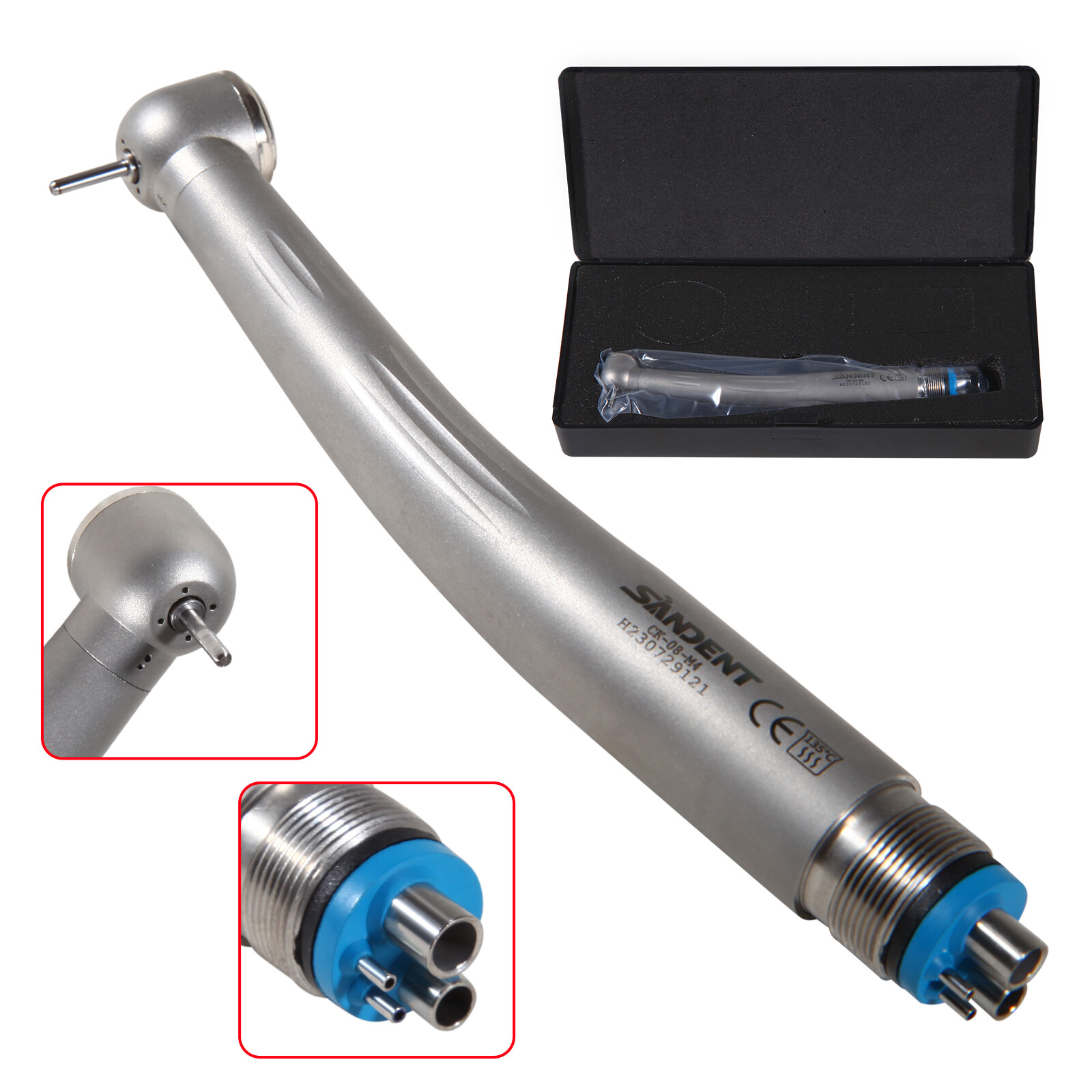 SANDENT USA Dental High Speed Handpiece Push Button Clean Head 2/4Hole USA