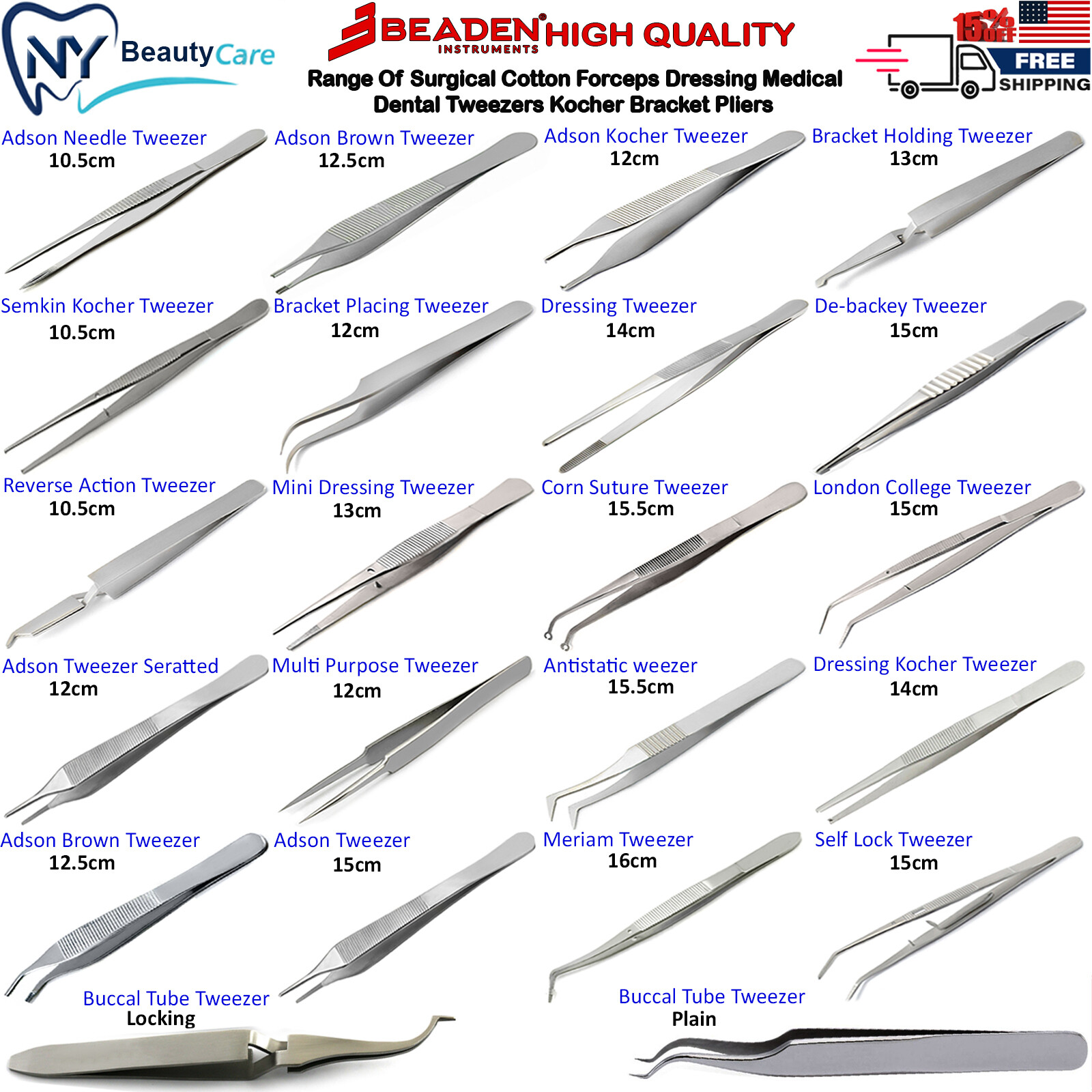Orthodontic Brackets Surgical Cotton Dressing Forceps Medical Tweezers Range CE