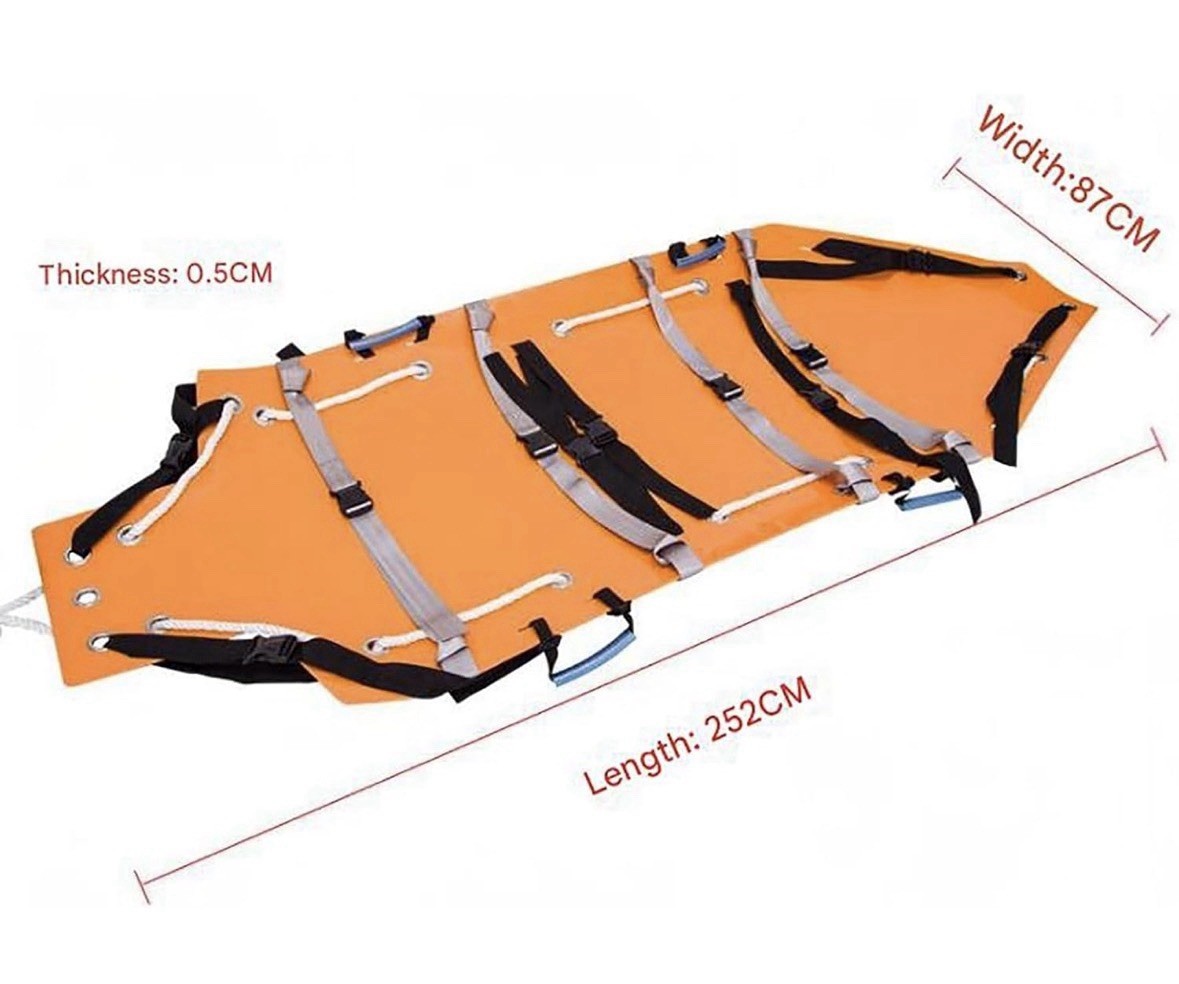 Roll-Up Rescue Stretcher (Orange), with Safety Rope and Non-Slip Handle