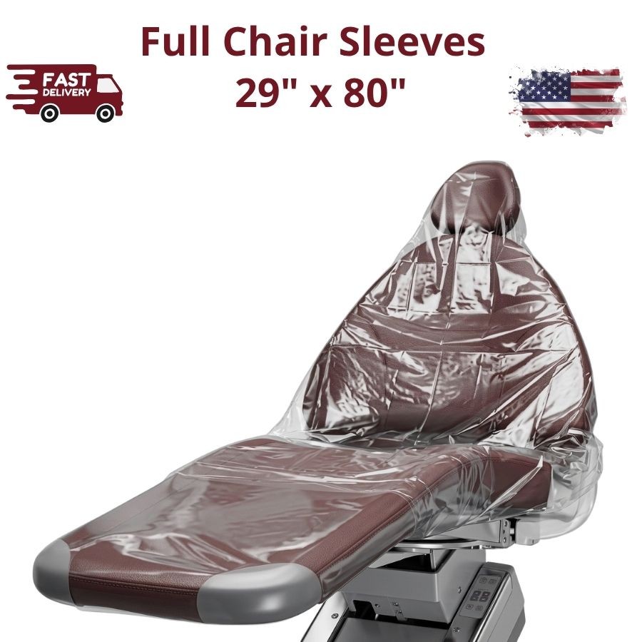 Full Chair Sleeves Dental 29″ x 80″ 125/Box Disposable Latex Free Clear Plastic