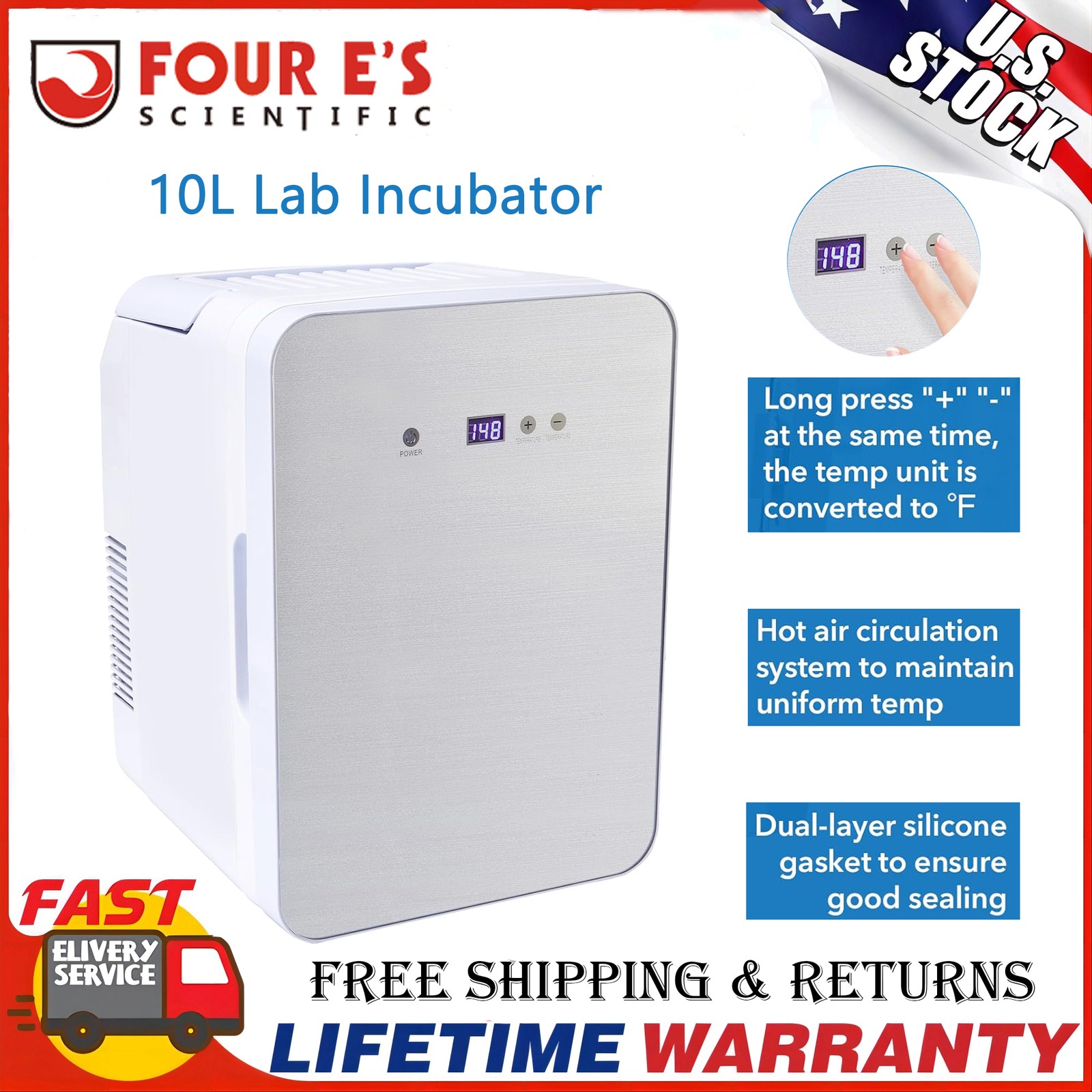 Lab Incubator 10L Digital Incubator 35-148℉ Mini Digital Thermostatic Incubator