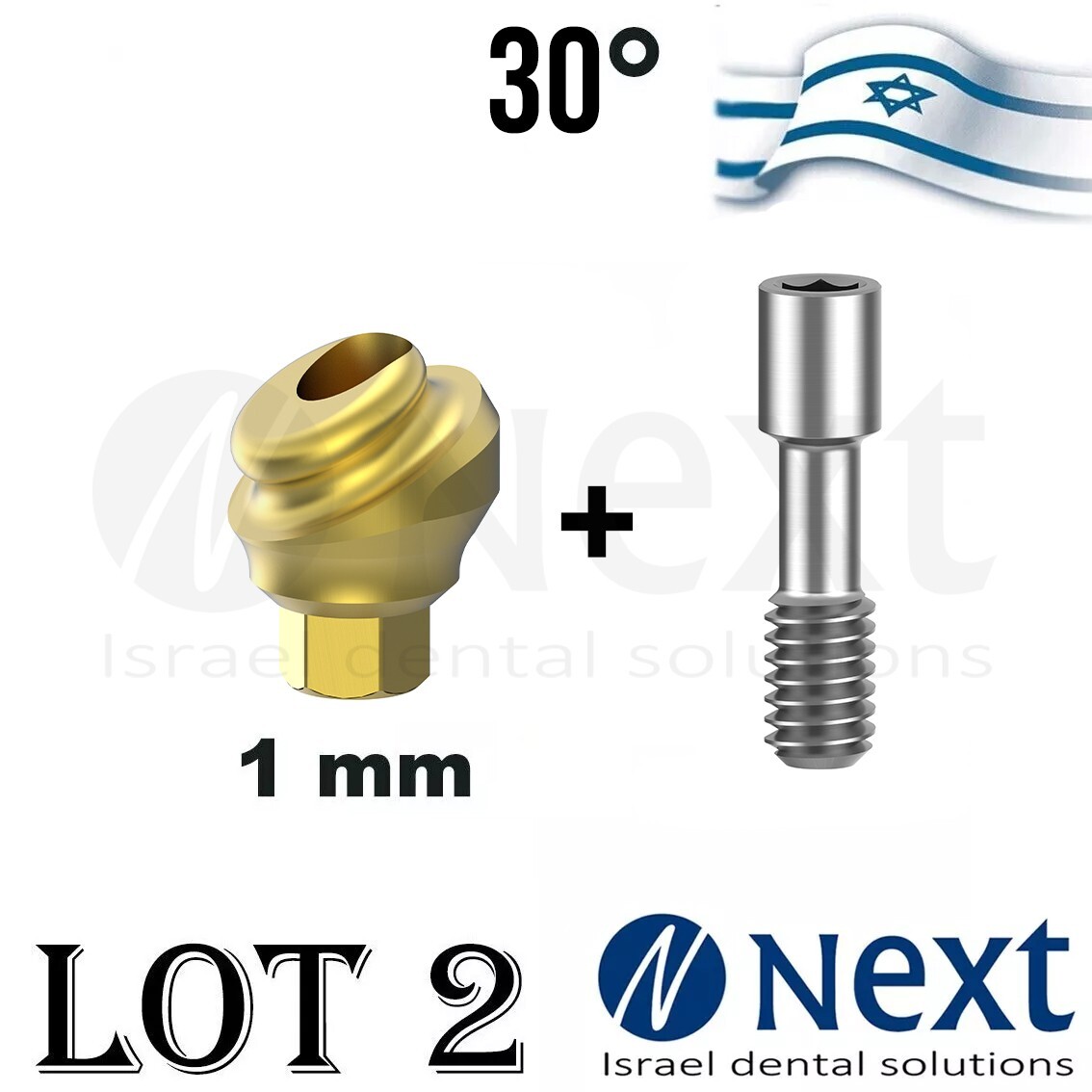 LOTx2 Angulated 30 deg Flat abutment 1 mm internal hex