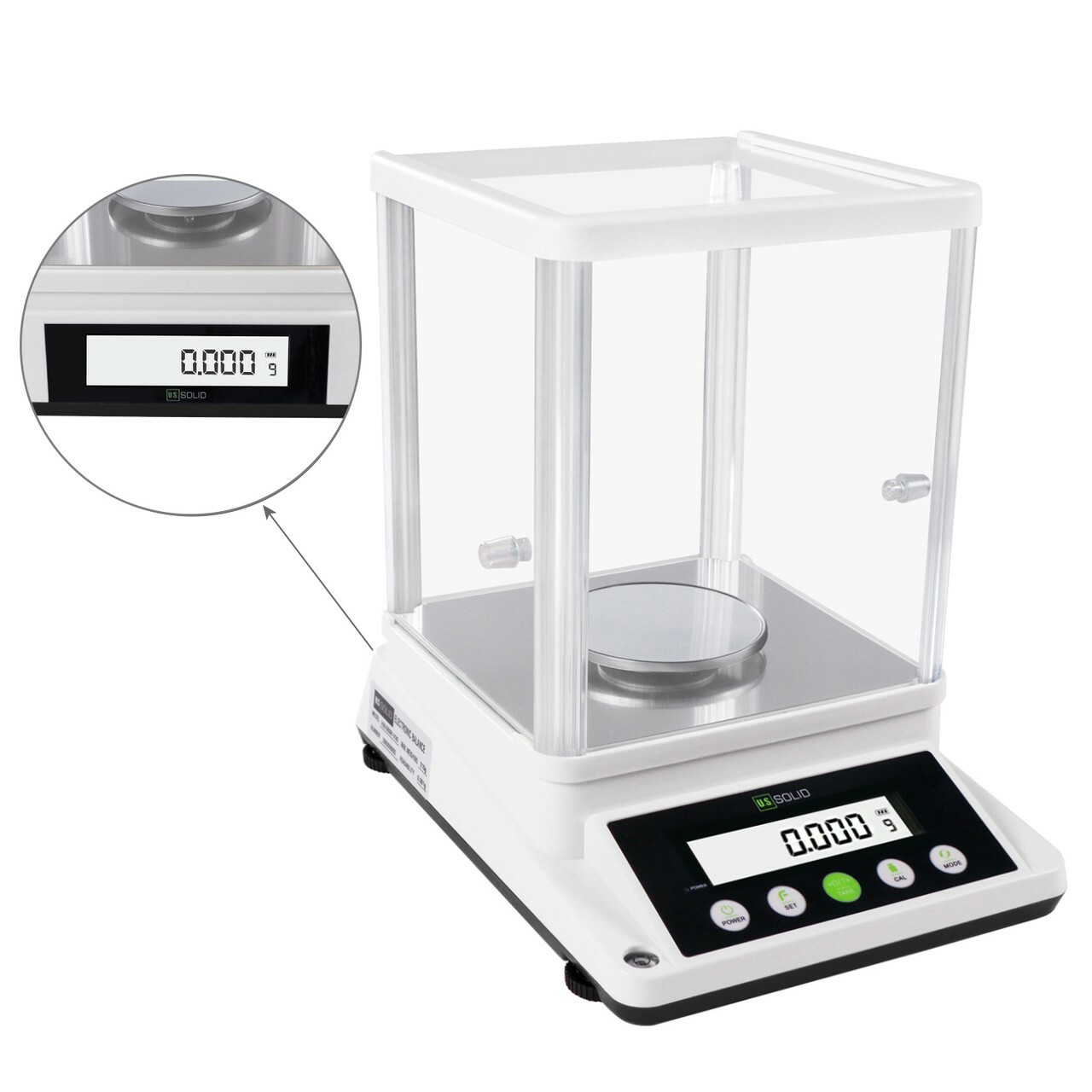 U.S. Solid Analytical Balance 210 x 0.001 g 1mg Precision Scale W/ 2 LCD Screen
