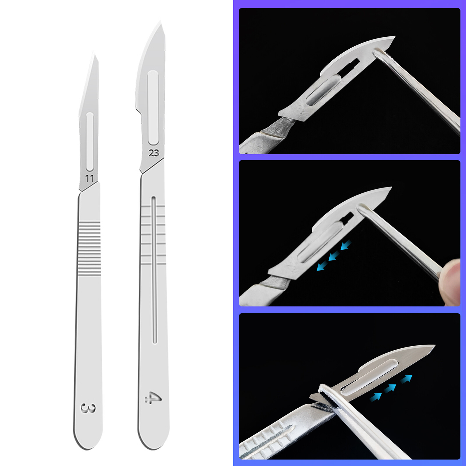 100 Sterile Surgical Blades with FREE Scalpel Knife Handle Medical Dental Tools