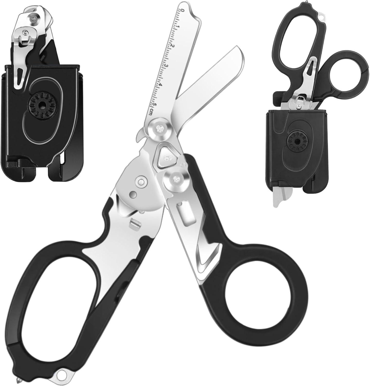 6 in 1 Multi-function Foldable Trauma Shears with Compatible Holster, Outdoor Ca