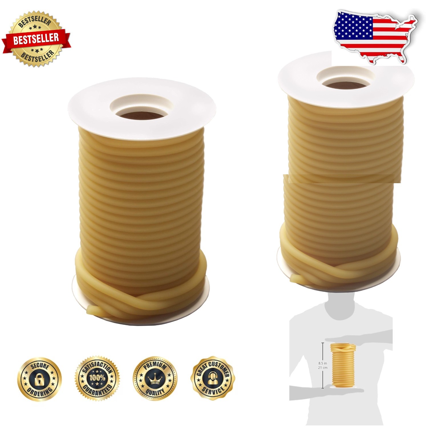 Seamless Latex Surgical Tubing 3/16″ ID x 3/8″ OD 50′ Natural Rubber