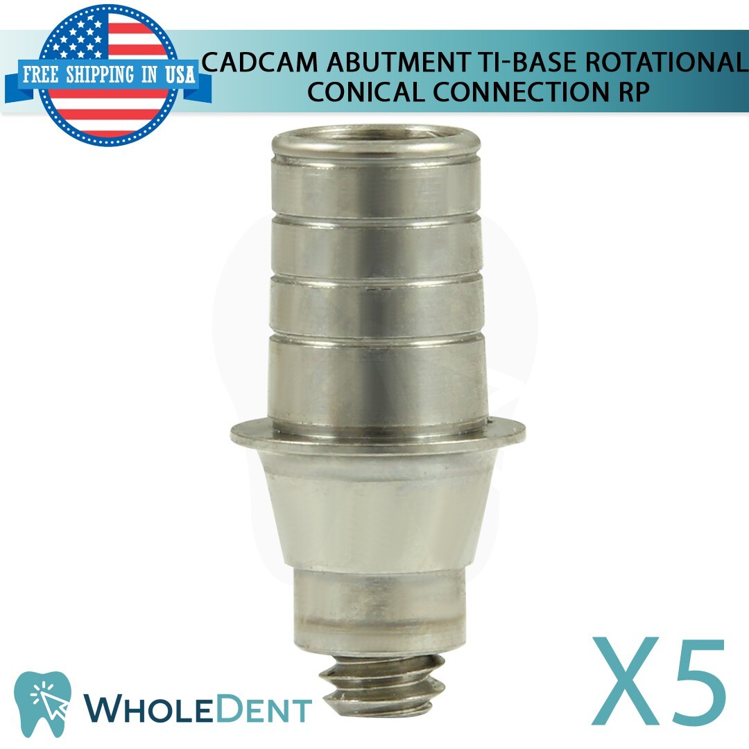 5x Dental Rotational Ti-Base CAD/CAM Regular Platform RP Int Hex 2.65mm