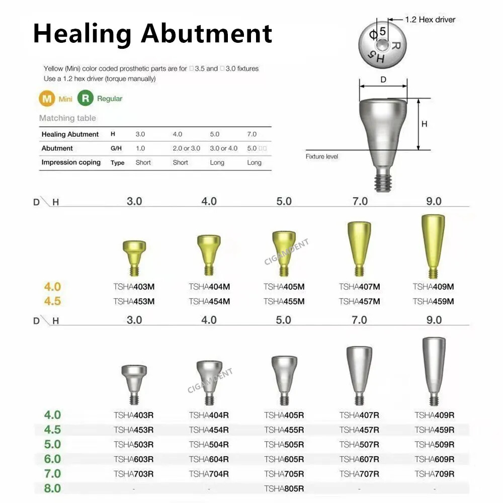 Healing Abutment Cap Analog Cover Screw Regular Mini Platform Fit Osstem Hiossen
