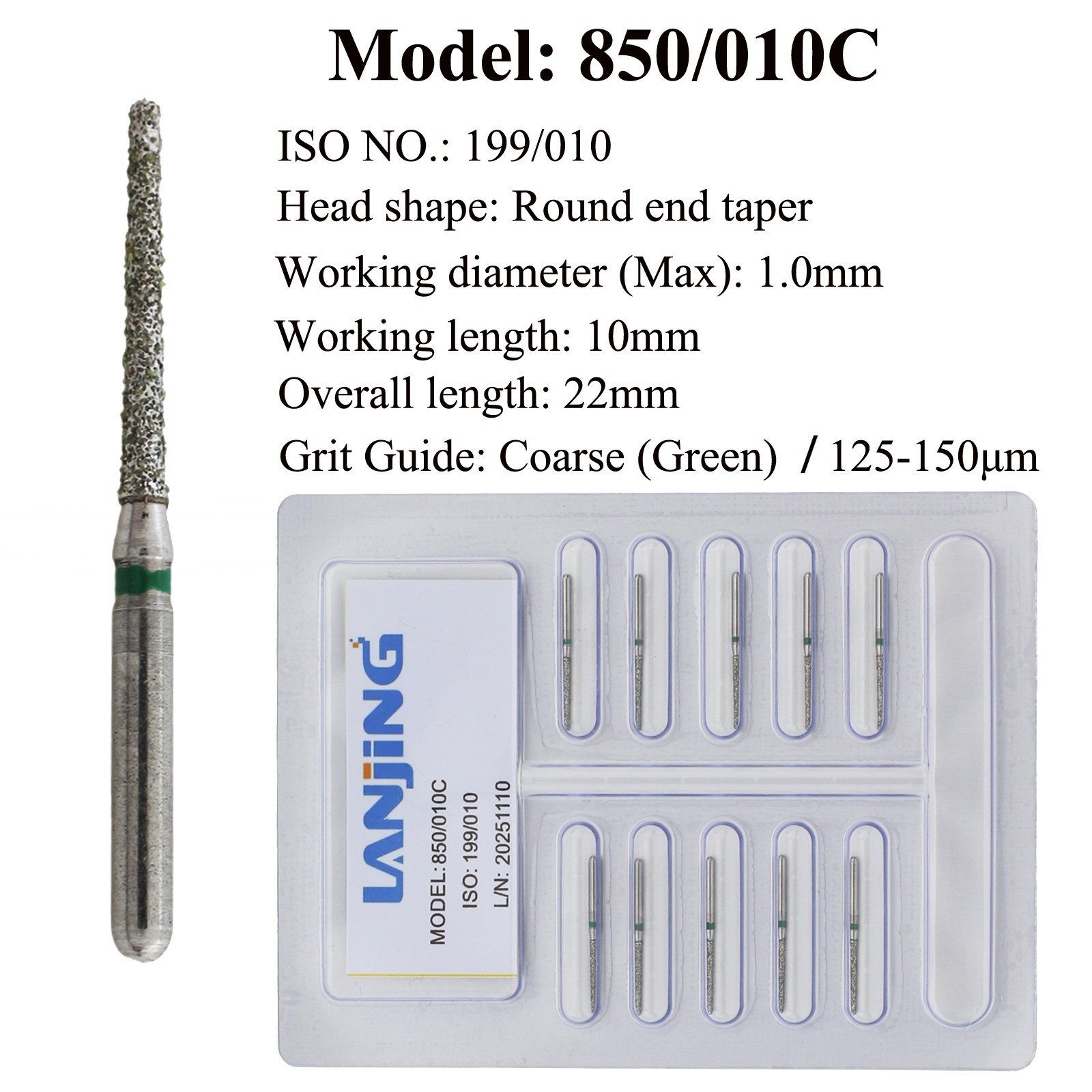 Dental Diamond Bur 850 Round End Taper FG Burs Super Coarse High Speed Burr