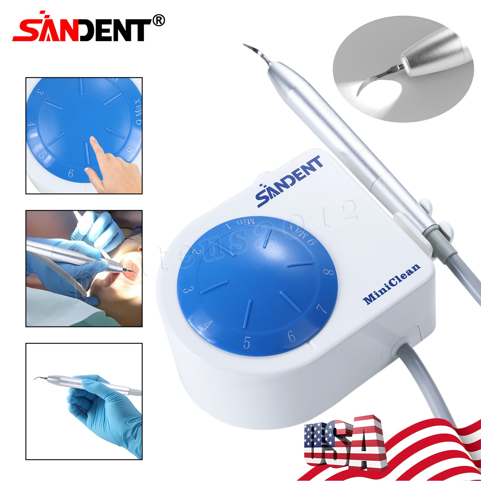 Dental LED MINI Ultrasonic Scaler with 5 Tips Fit EMS WOODPECKER 110V US Plug