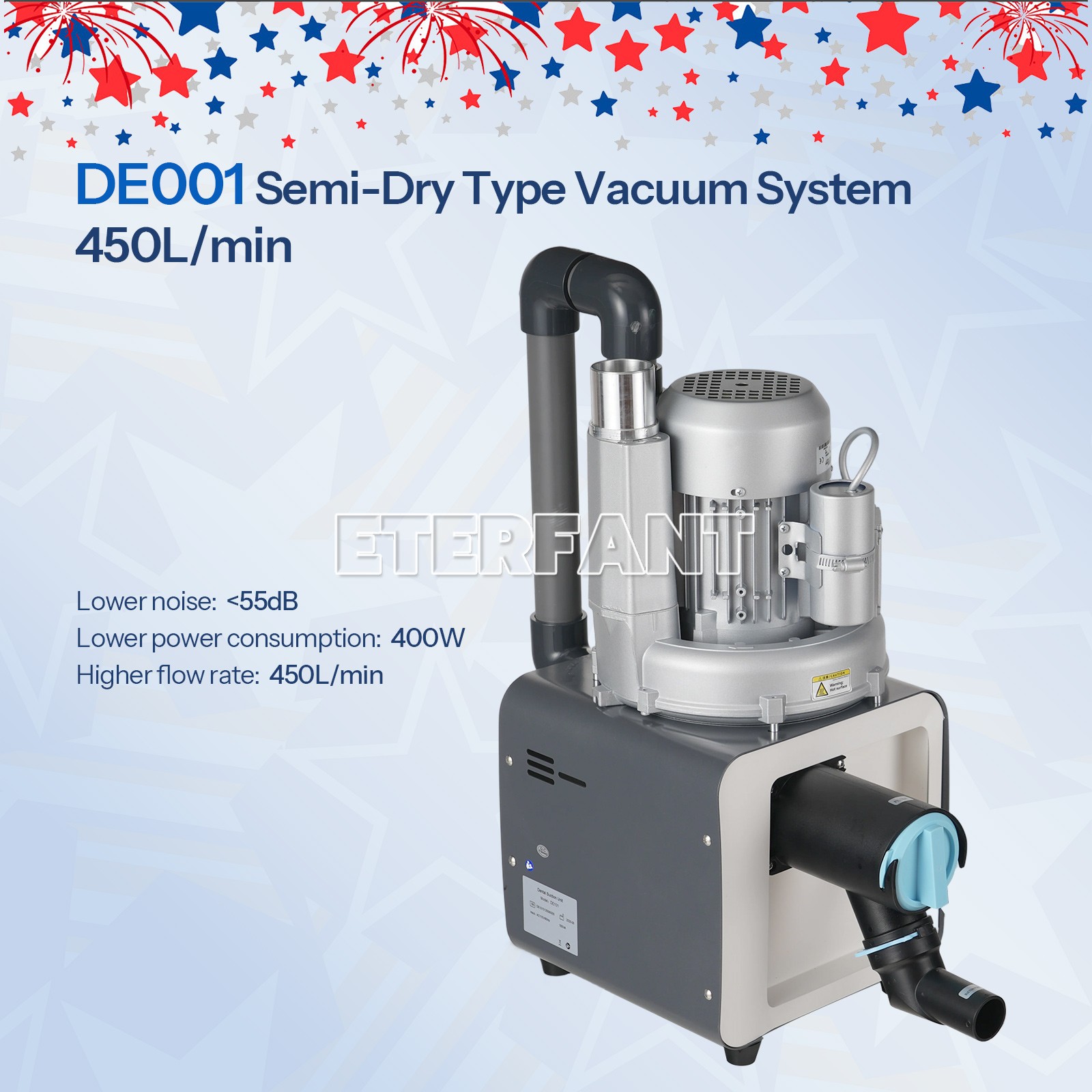DE-001/DE101 Dental Electric Suction Machine Vacuum System Semi-Dry Equipment US