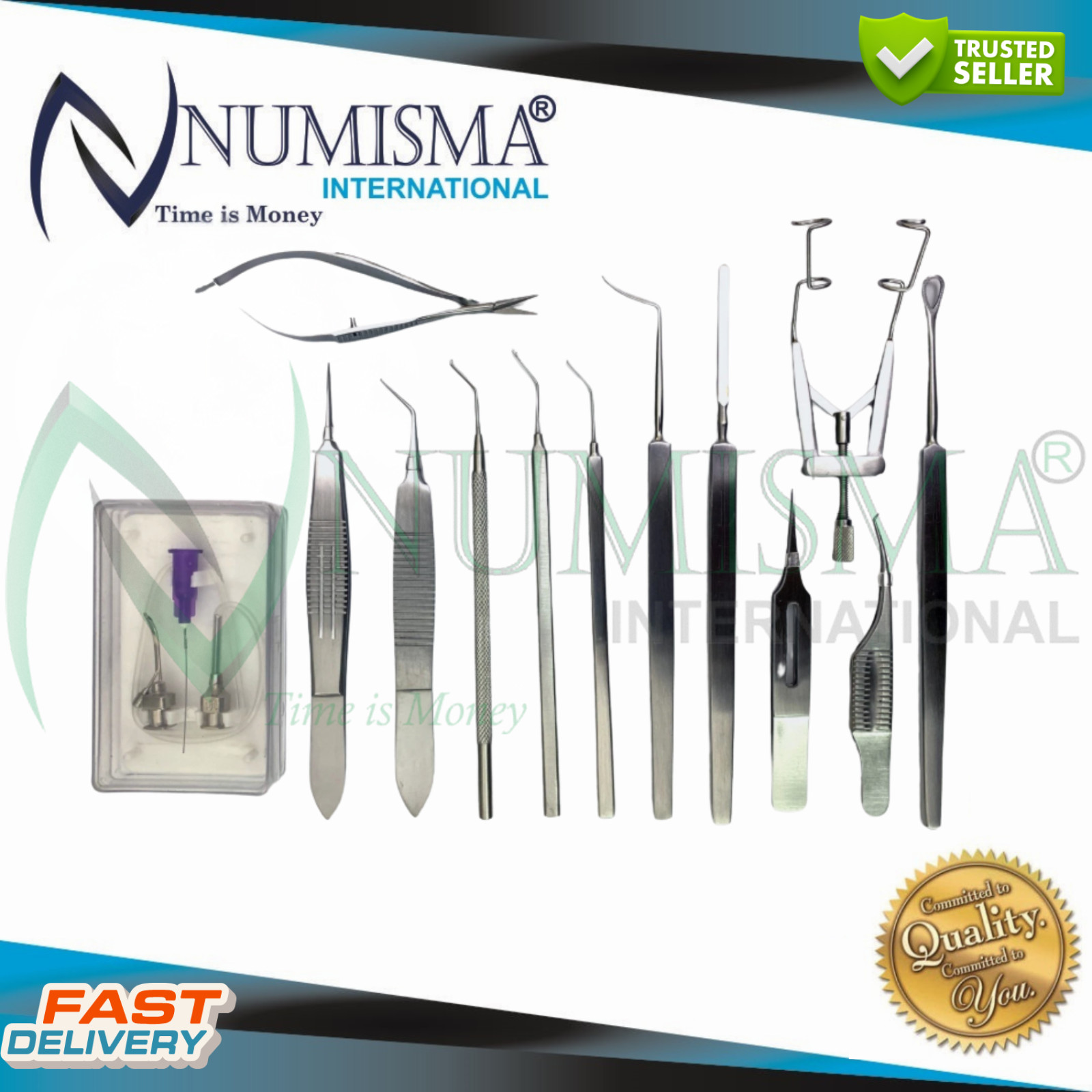 12 PCS Cataract Surgical Complete Kit Reusable Ophthalmic Instruments Kit German