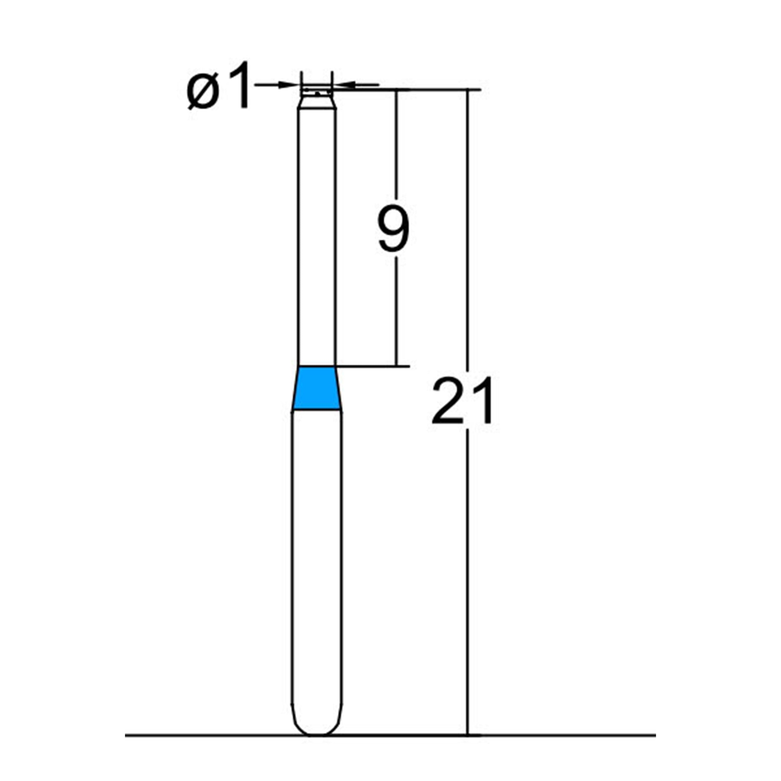 Cylindrical End Cutting Only 1 mm Dia Medium Diamond Bur 5/PK [1754-150.10M1]