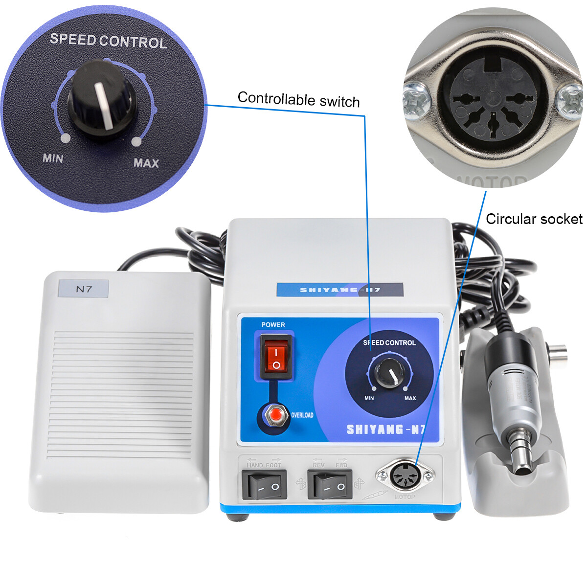 SHIYANG N7 MicroMotor Polishing Machine+35000 RPM Handpiece+ 2*Low Handpieces US