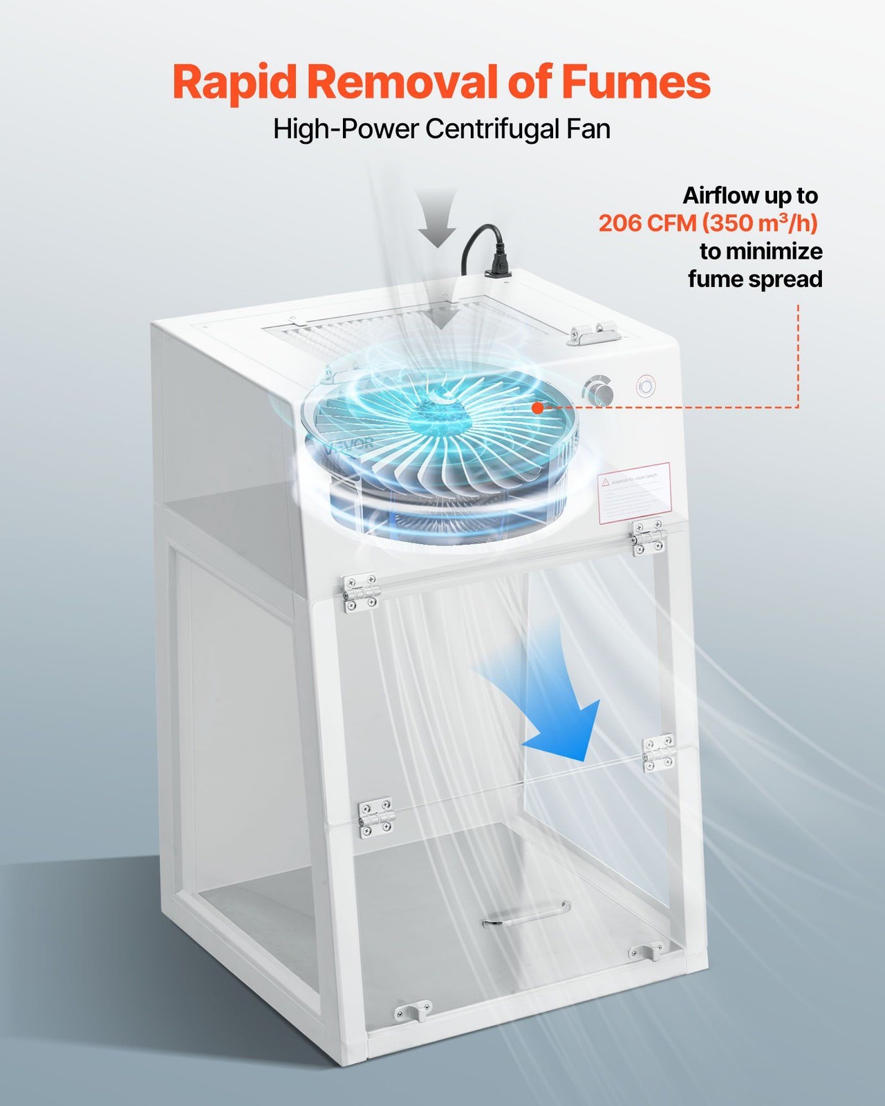 Vertical Laminar Flow Hood, 0.45 m/s Adjustable, LED Light, 65dB, Desktop