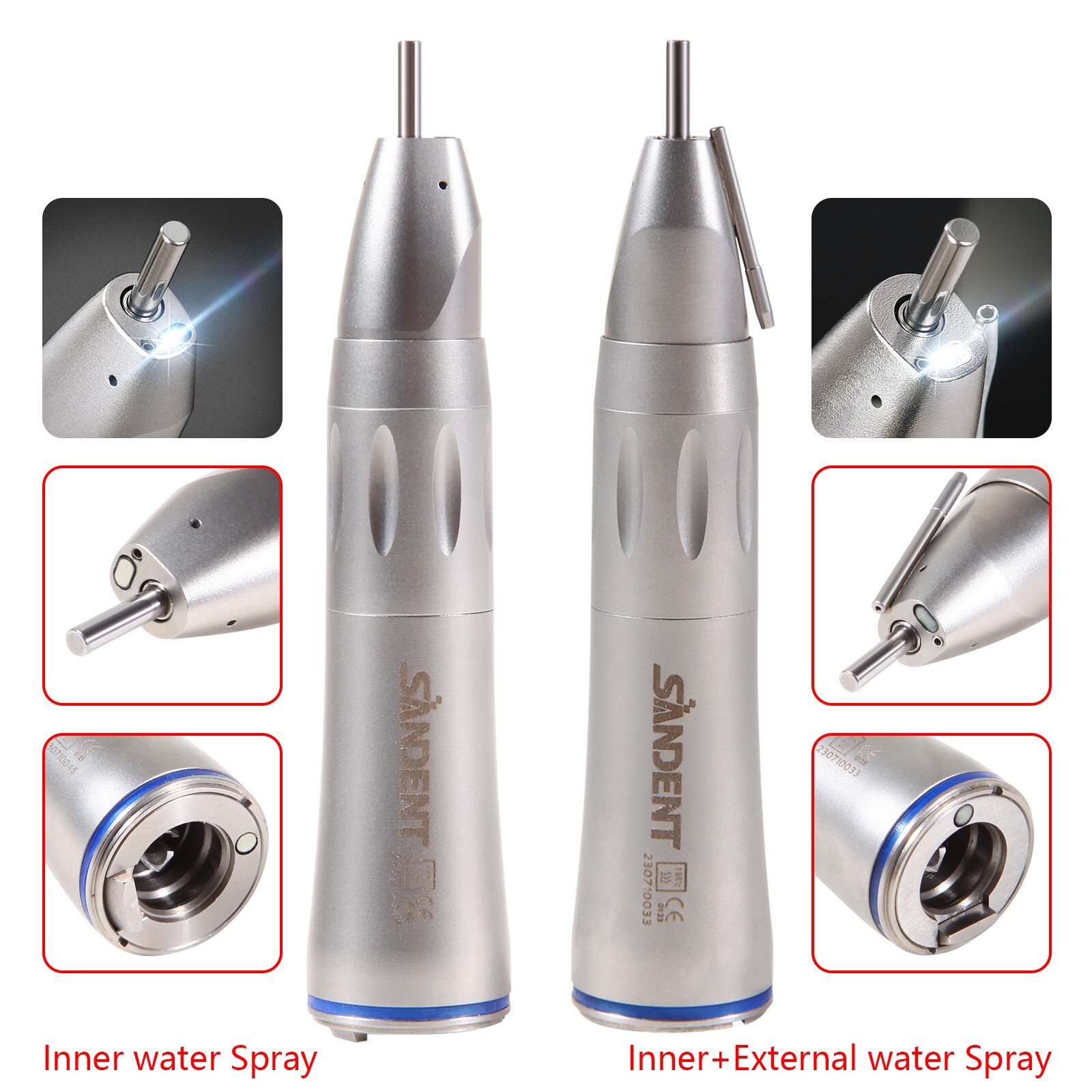 (LED) Straight Implant Low Speed Handpiece 1:1 External/Inner Water Spray Dental