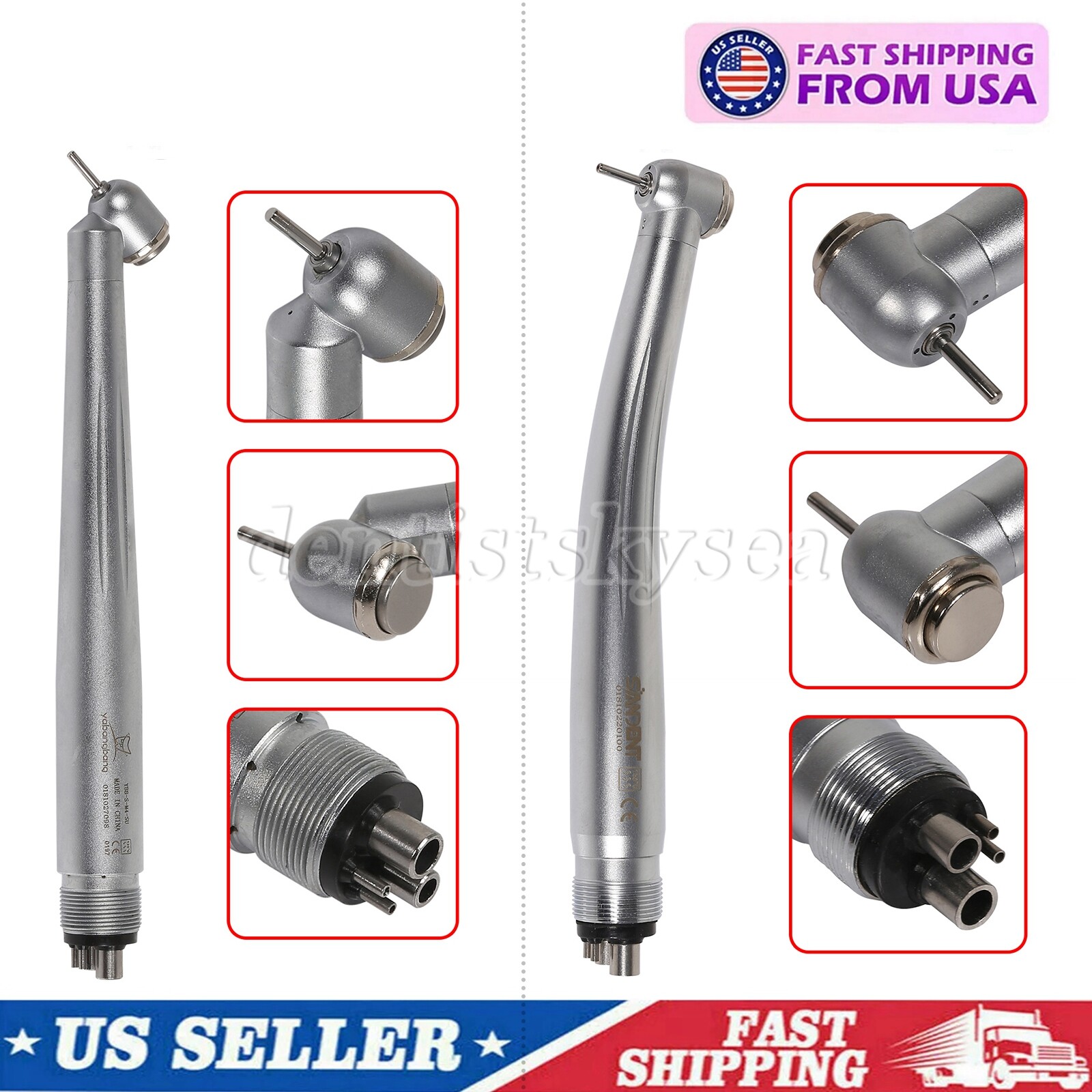 1/5/10Pcs USA Dental (45° Angle) High Speed Handpiece 4Hole Turbine STNABM