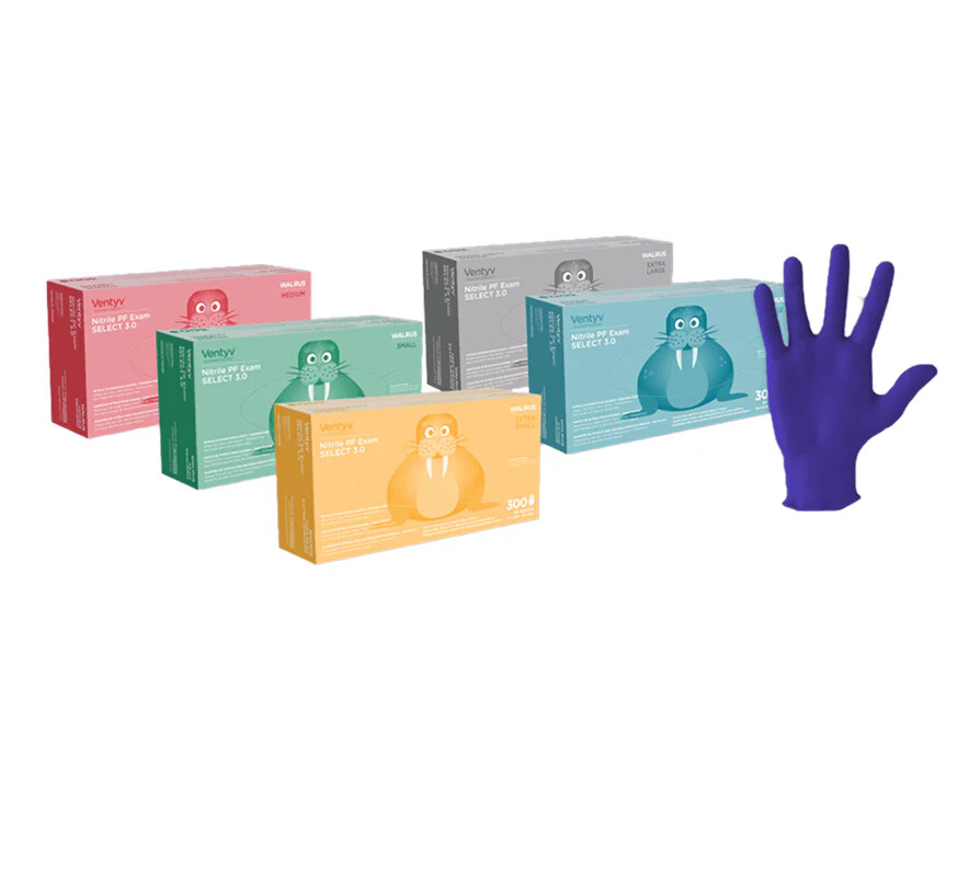 WALRUS NITRILE EXAM GLOVES POWDER-FREE 3.5 Mil (300 Count)