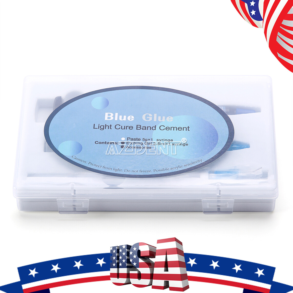 Dental Orthodontic Cure Light Composite Resin Adhesive Blue Glue Kit
