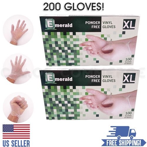 200 Ct XL Gloves Powder Free Vinyl Gloves, Disposable, Latex Free, XLARGE Size