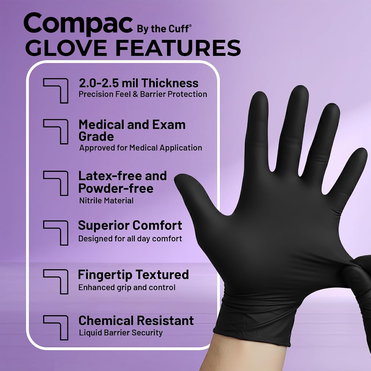 Cranberry Compac Black Nitrile Gloves Disposable Latex Free – Powder Free Food S